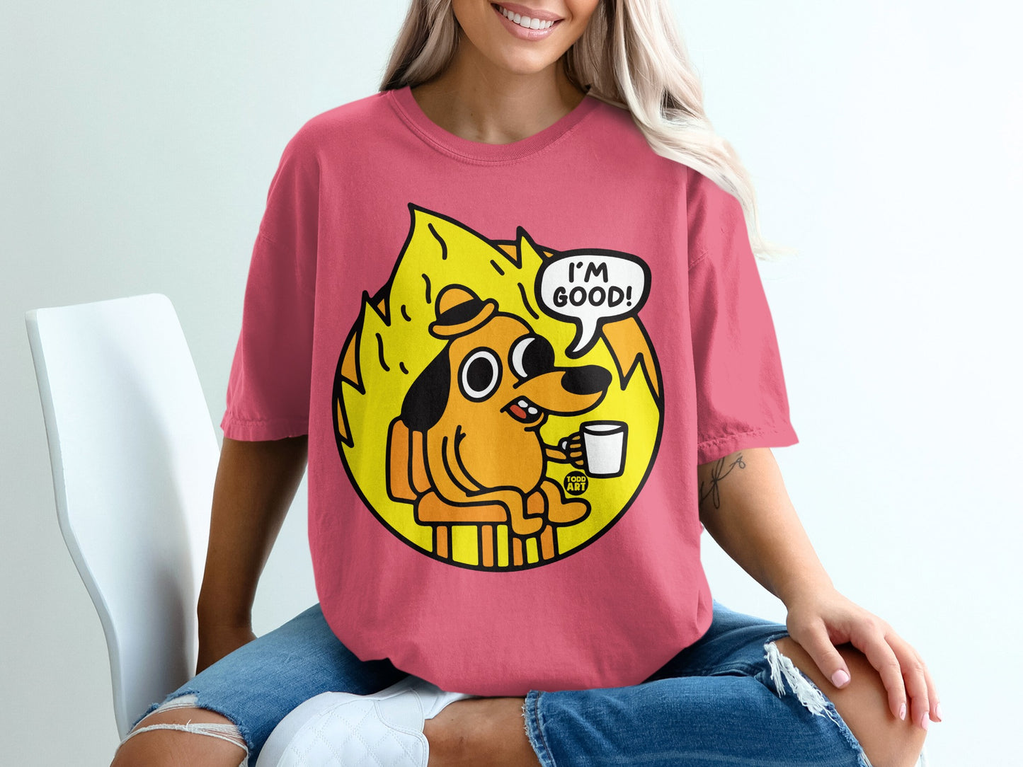 Funny Dog 'I'm Good' Illustration T-Shirt
