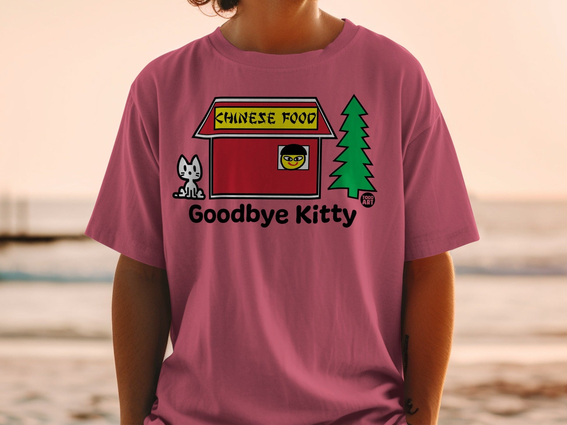 Chinese Food Goodbye Kitty Graphic T-Shirt
