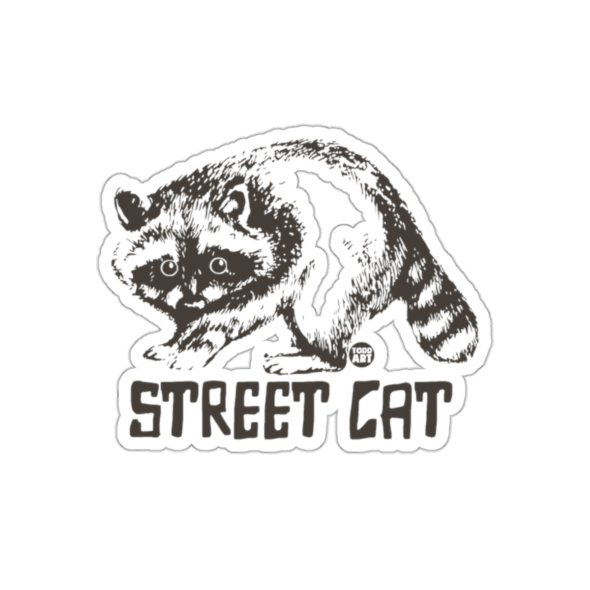 Raccoon Street Cat Todd Art Design Unique sticker