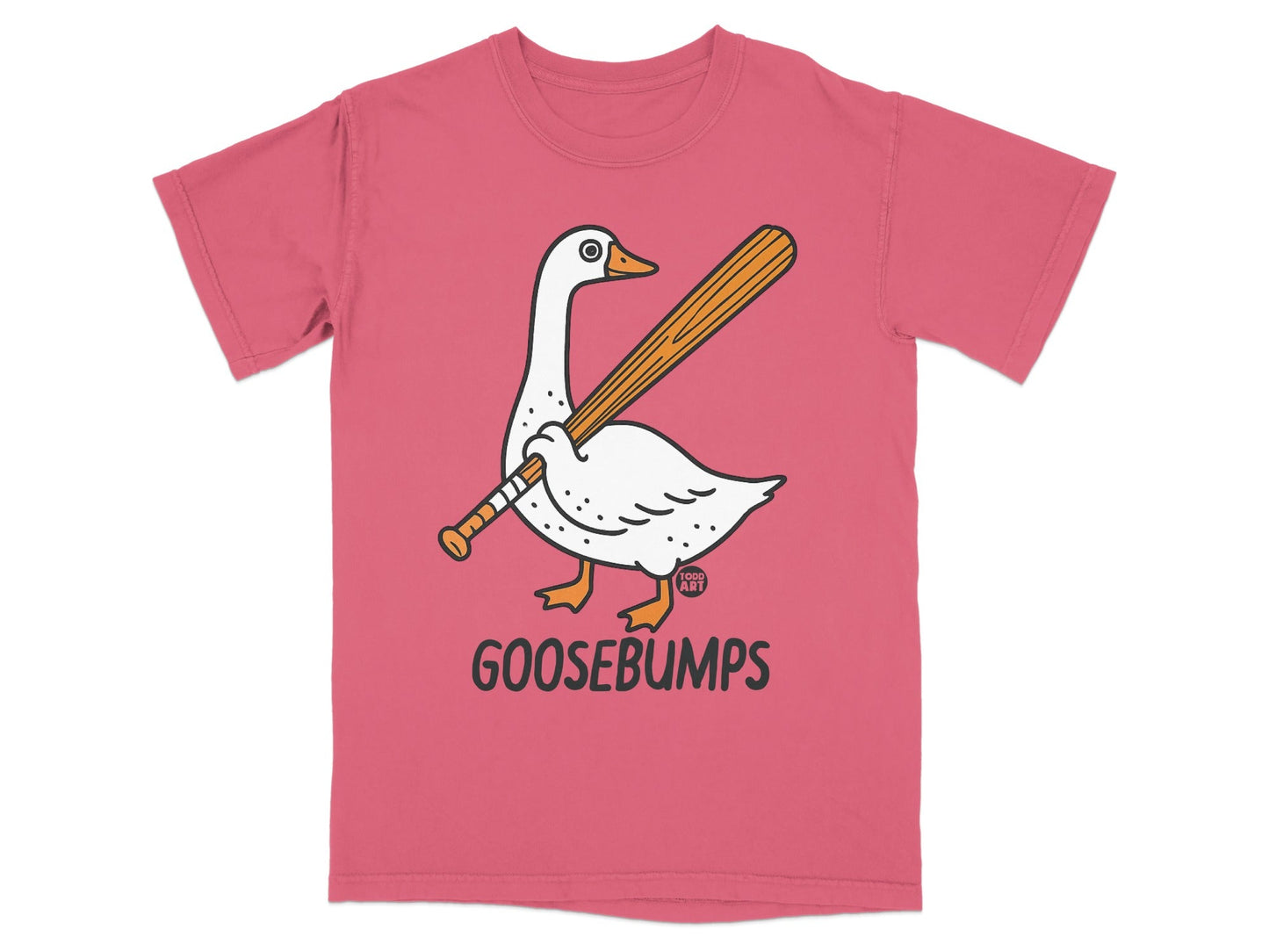 Funny Goosebumps Goose with Bat Graphic T-shirt