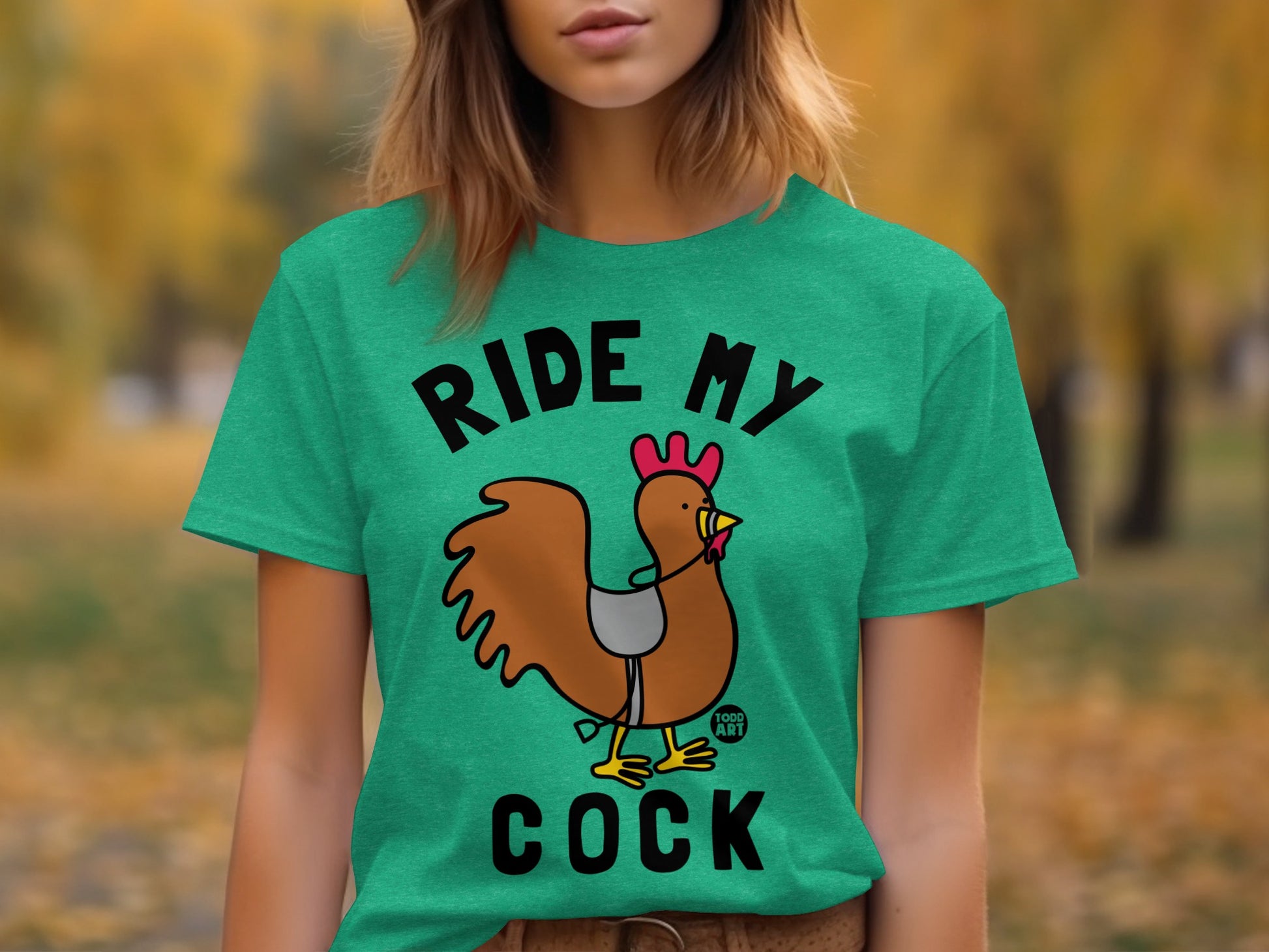 Humorous Ride My Rooster Graphic T-Shirt for Adults