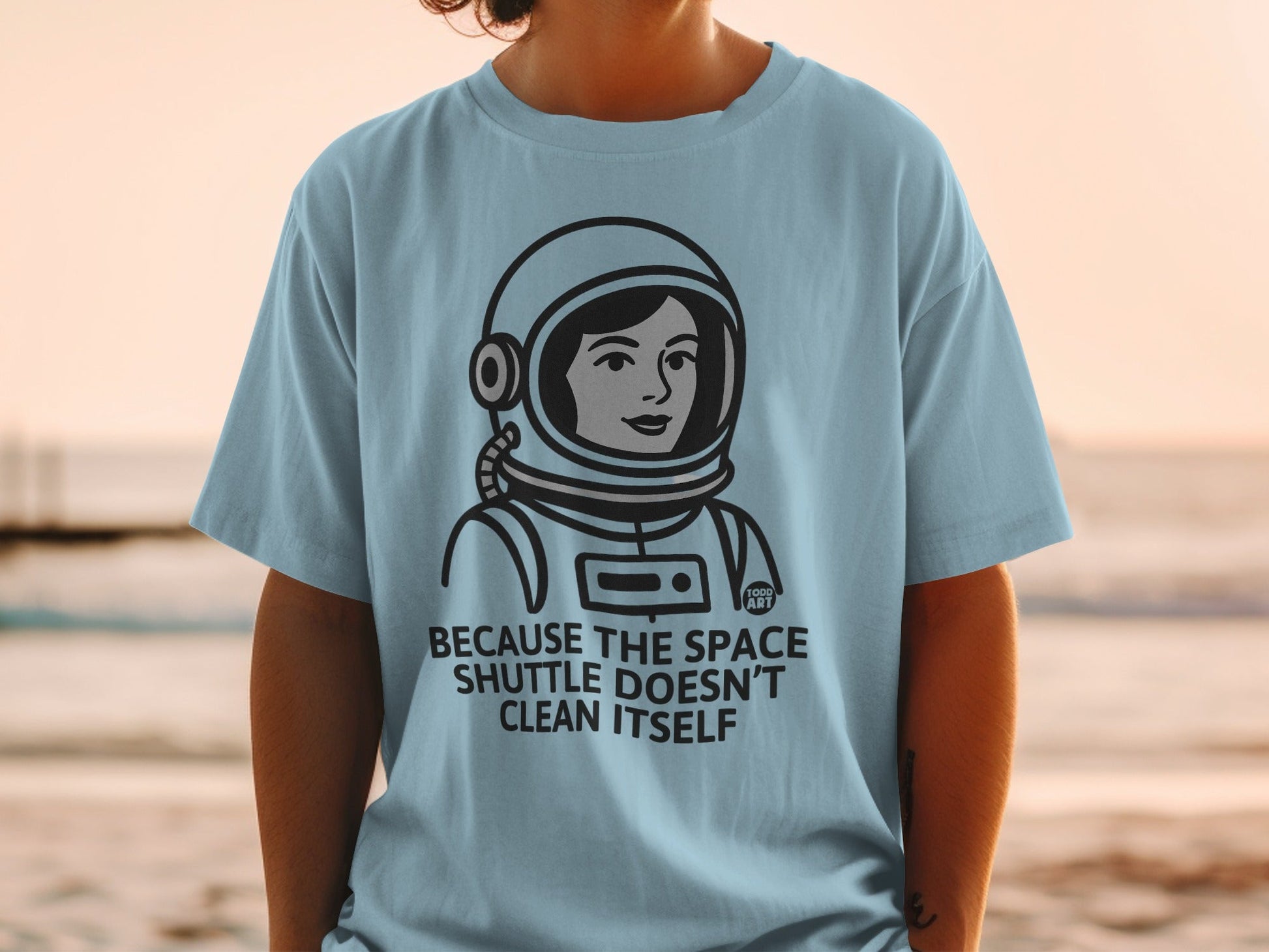 Astronaut Cleaning Space Shuttle Graphic T-shirt