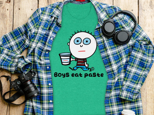 Boys Eat Paste Funny Graphic T-Shirt for Fun Style