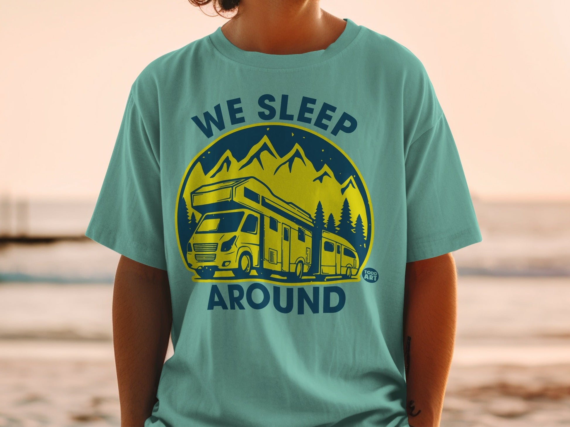We Sleep Around RV Camper Graphic T-Shirt for Travelers