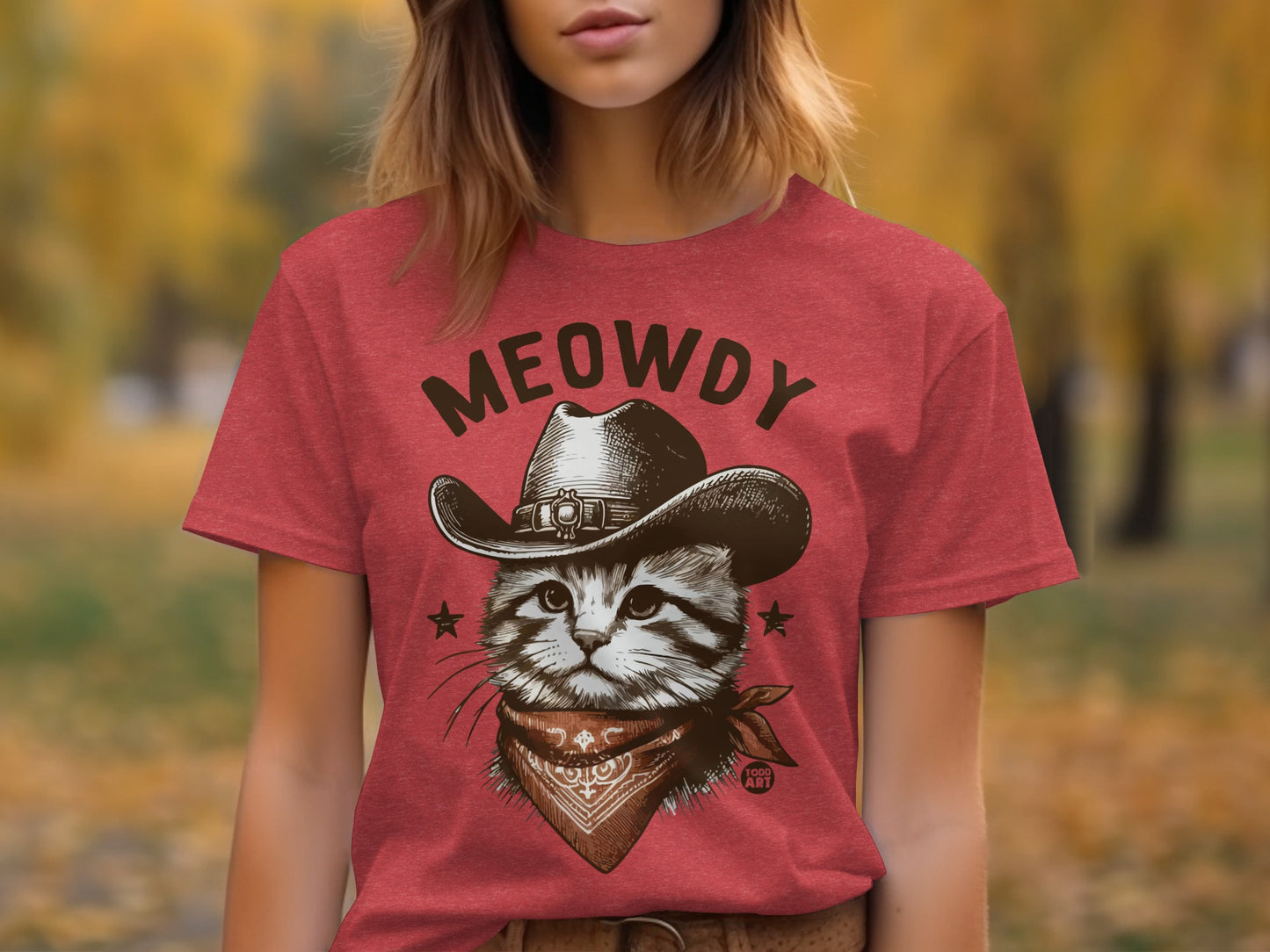 Meowdy Cowboy Cat Graphic T-Shirt for Cat Lovers