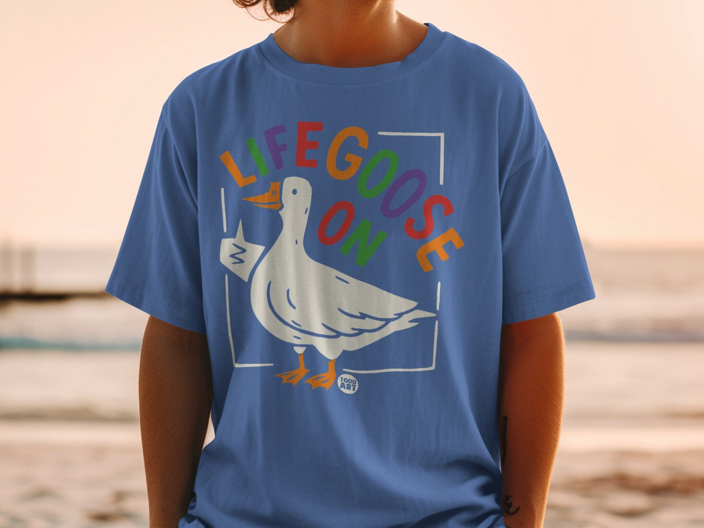 Life Goose On Colorful Graphic T-Shirt