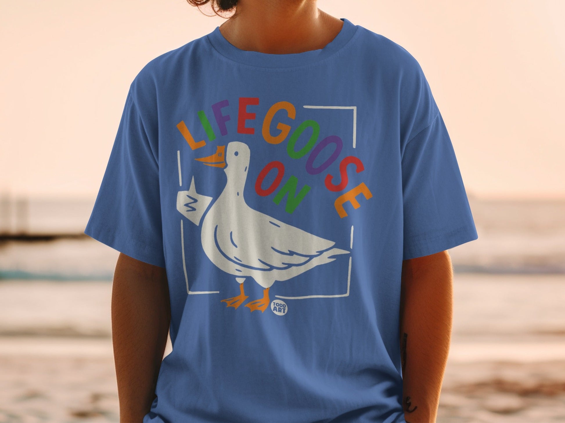 Life Goose On Colorful Graphic T-Shirt