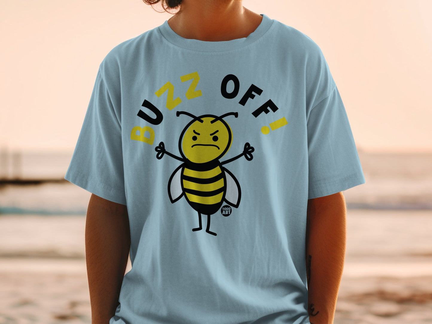Buzz Off Angry Bee Graphic Design T-shirt