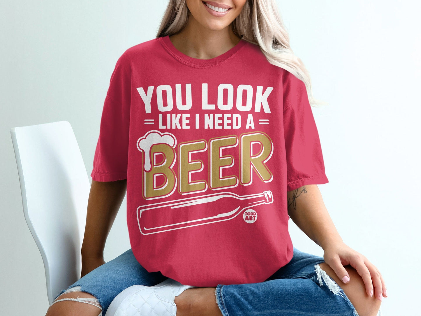 You Look Like I Need A Beer Funny Graphic T-Shirt