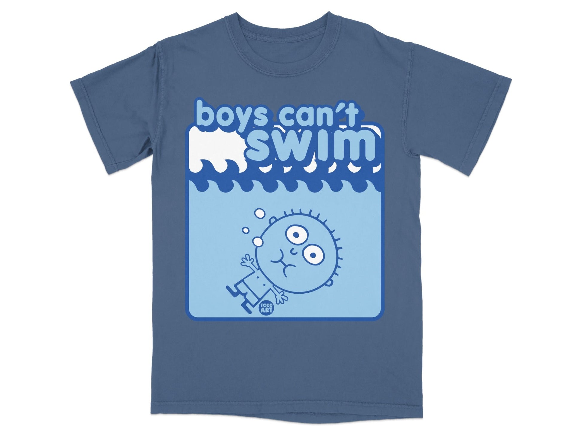 Boys Can't Swim Funny Cartoon T-Shirt Design