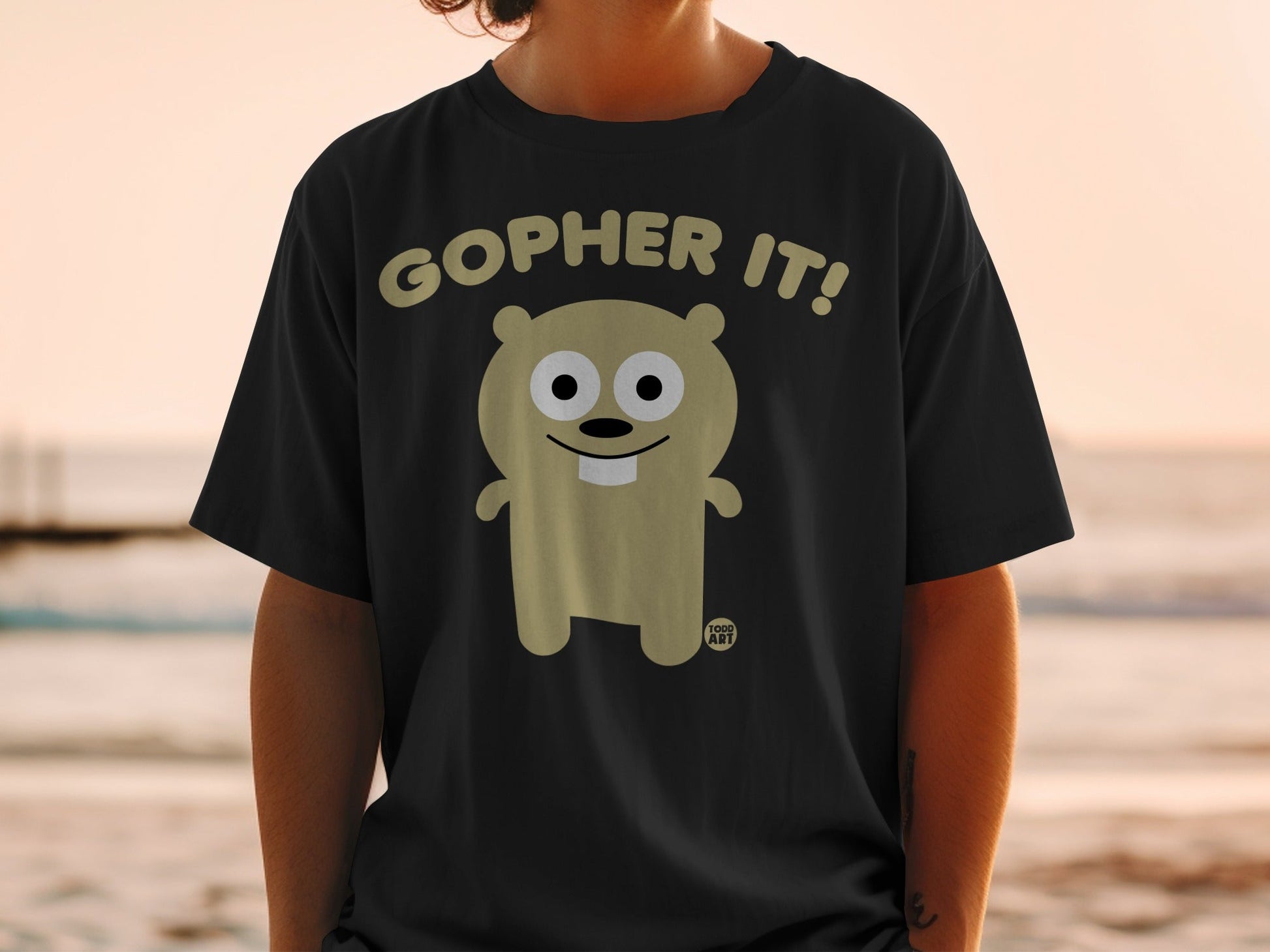 Gopher It Cute Cartoon Character Graphic T-shirt