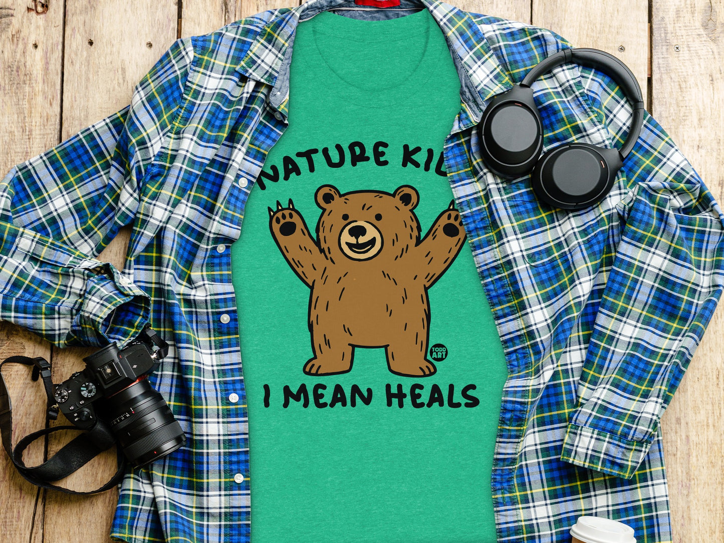 Nature Kids I Mean Heals Bear Graphic Tee Shirt