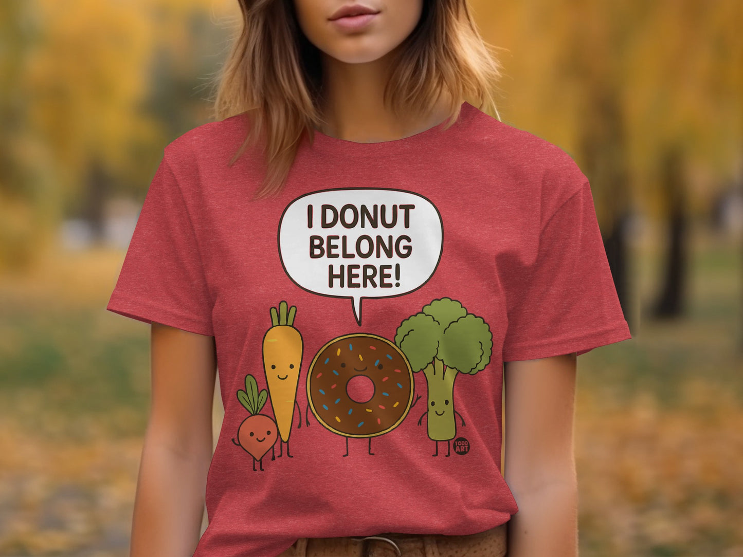 I Donut Belong Here Cartoon Vegetables T-shirt