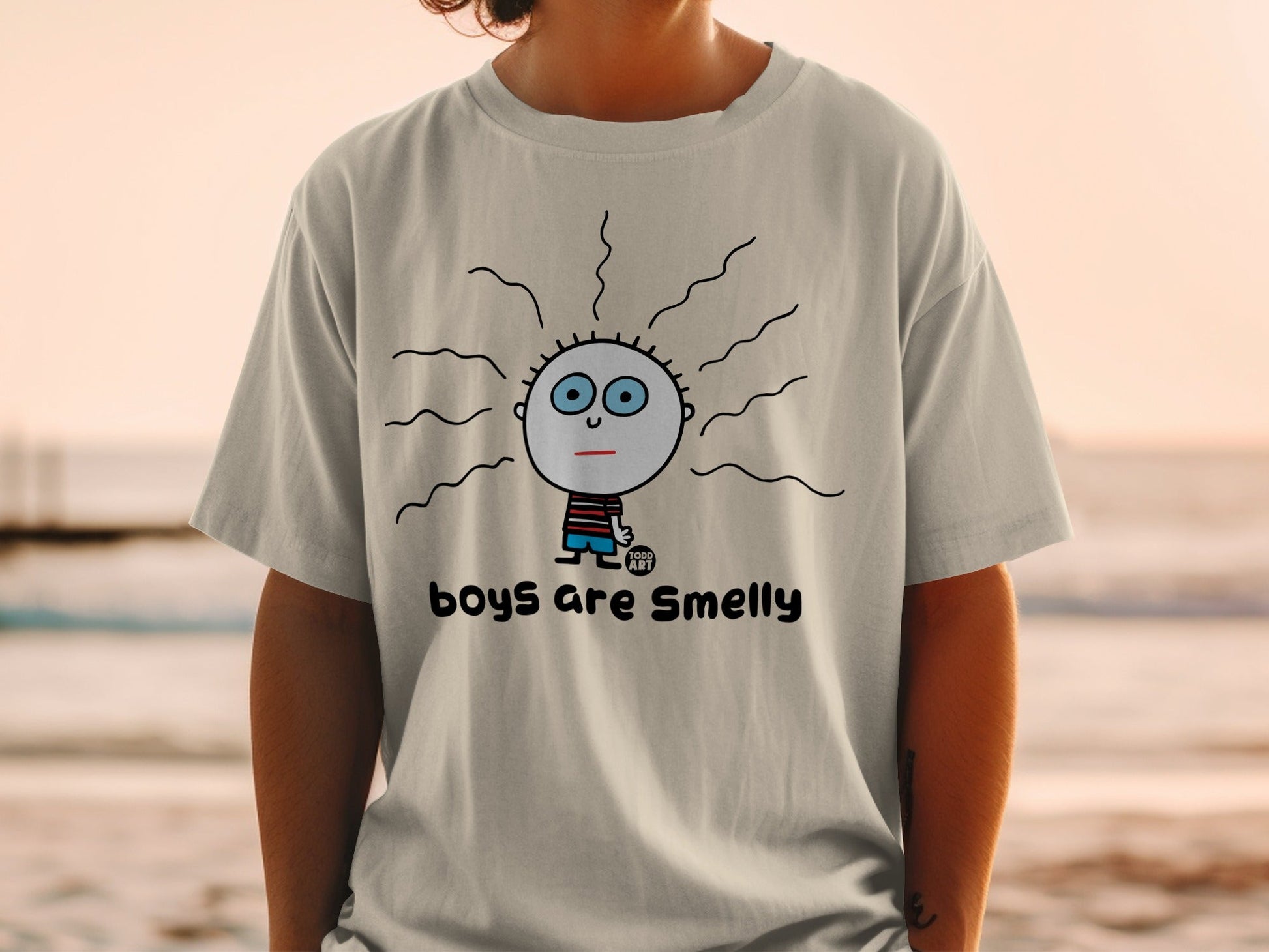 Boys Are Smelly Funny Cartoon Graphic T-shirt