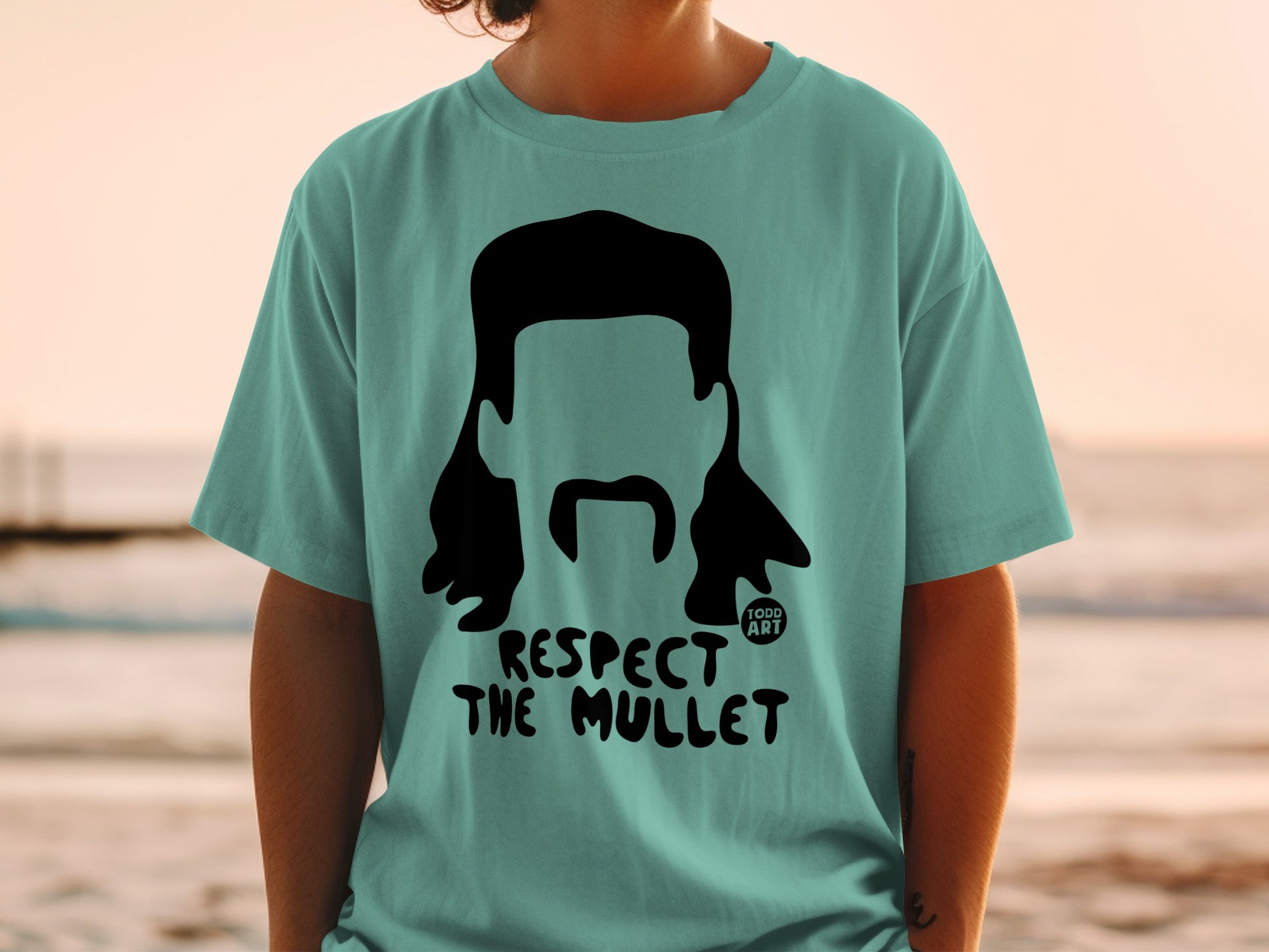 Respect The Mullet Graphic Todd Art Teal Product Type