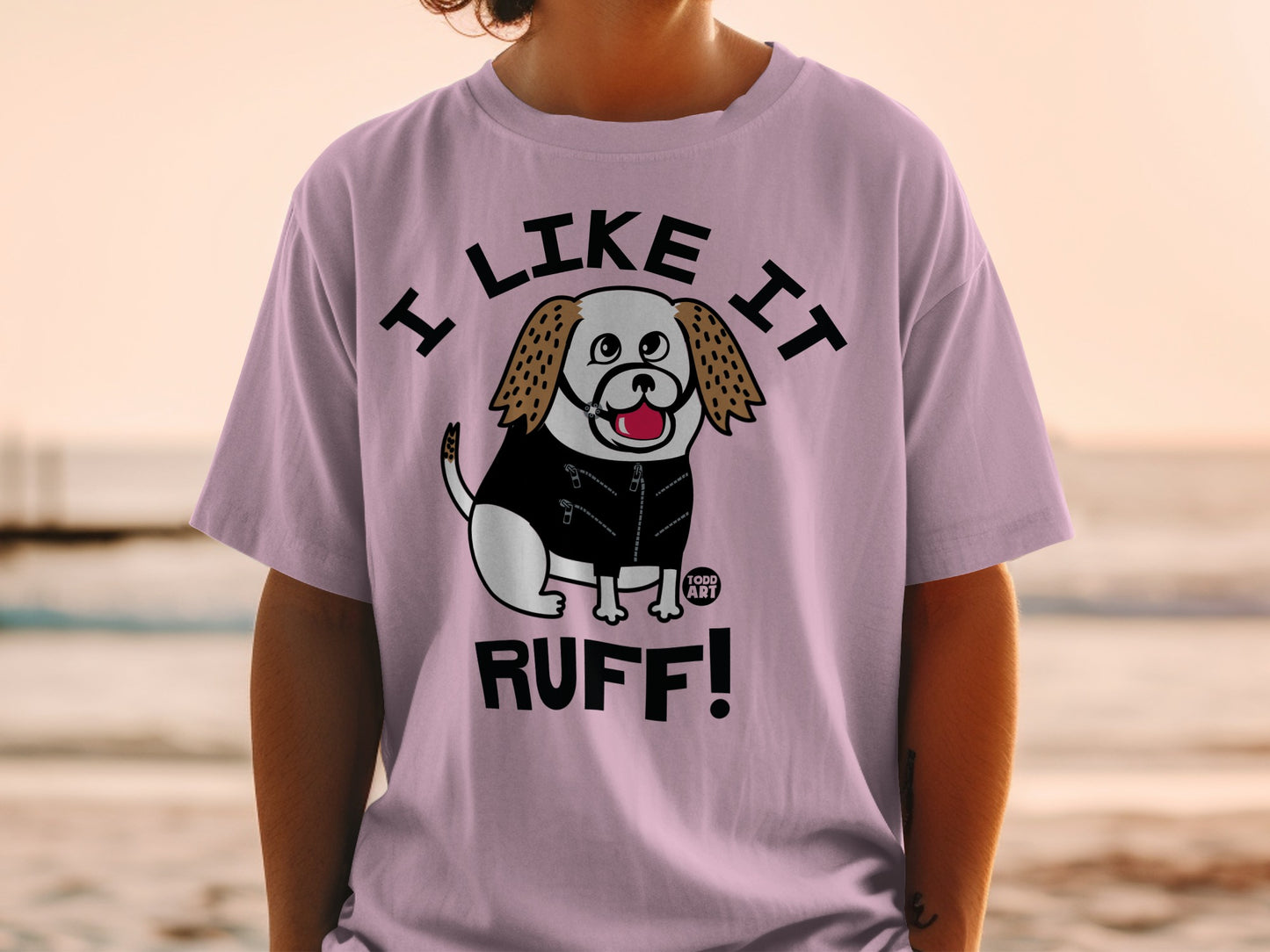 I Like It Ruff Funny Dog Cartoon Graphic T-Shirt