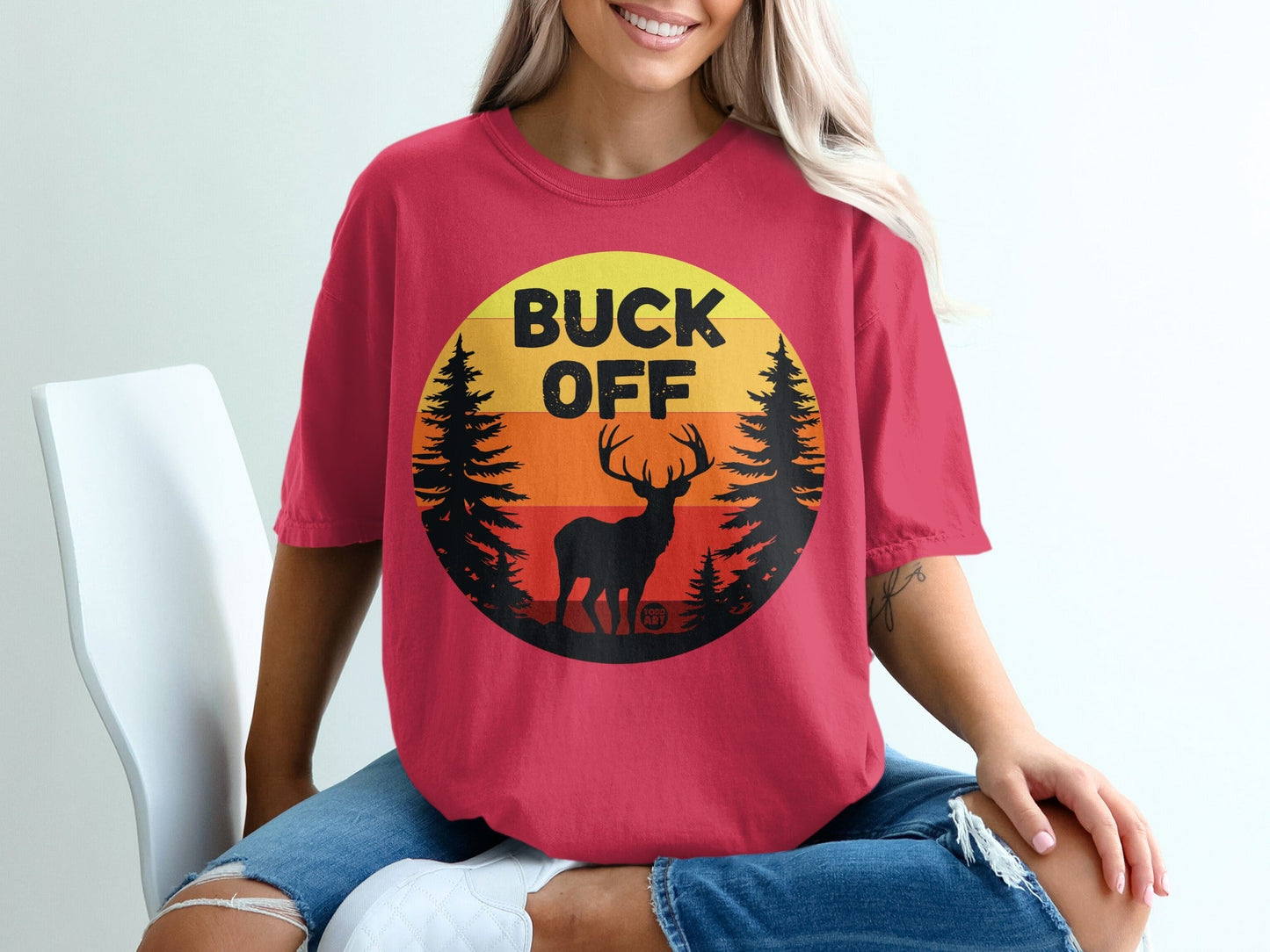 Buck Off Deer Sunset Graphic T-Shirt
