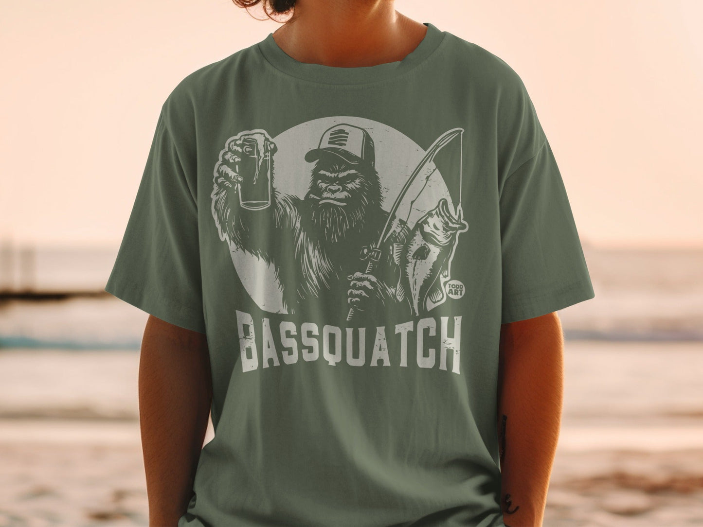 Bassquatch Graphic Design Casual Wear T-Shirt