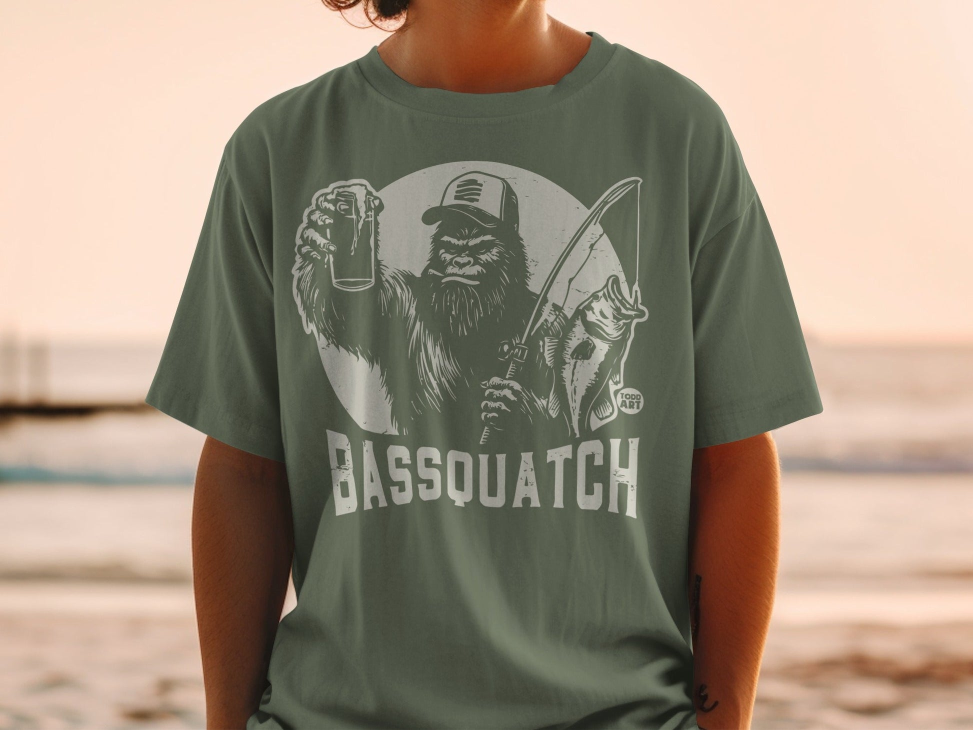 Bassquatch Graphic Design Casual Wear T-Shirt