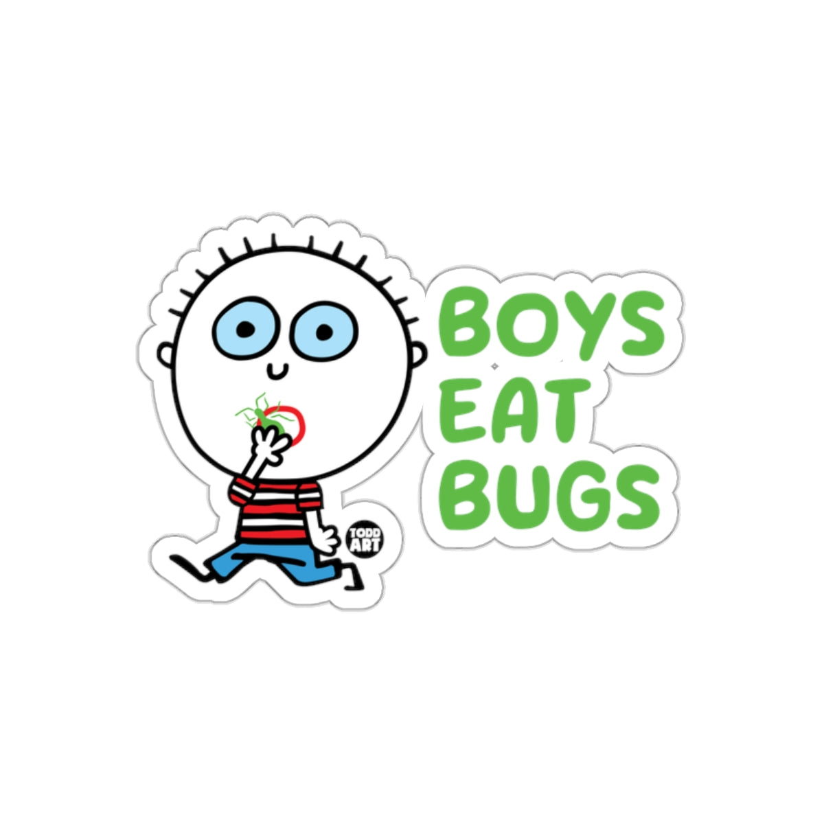 Boys Eat Bugs Cartoon Character Sticker Decal