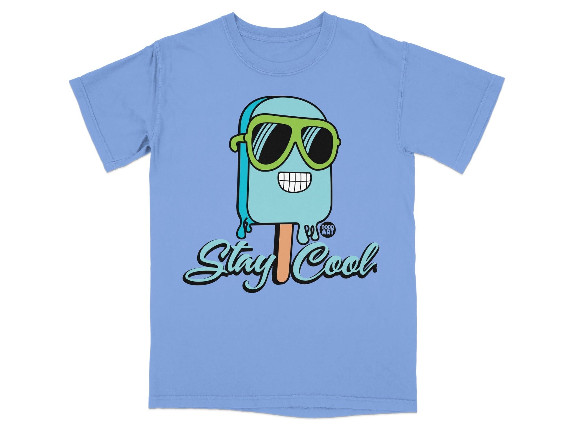 Stay Cool Popsicle Graphic on Blue T-Shirt