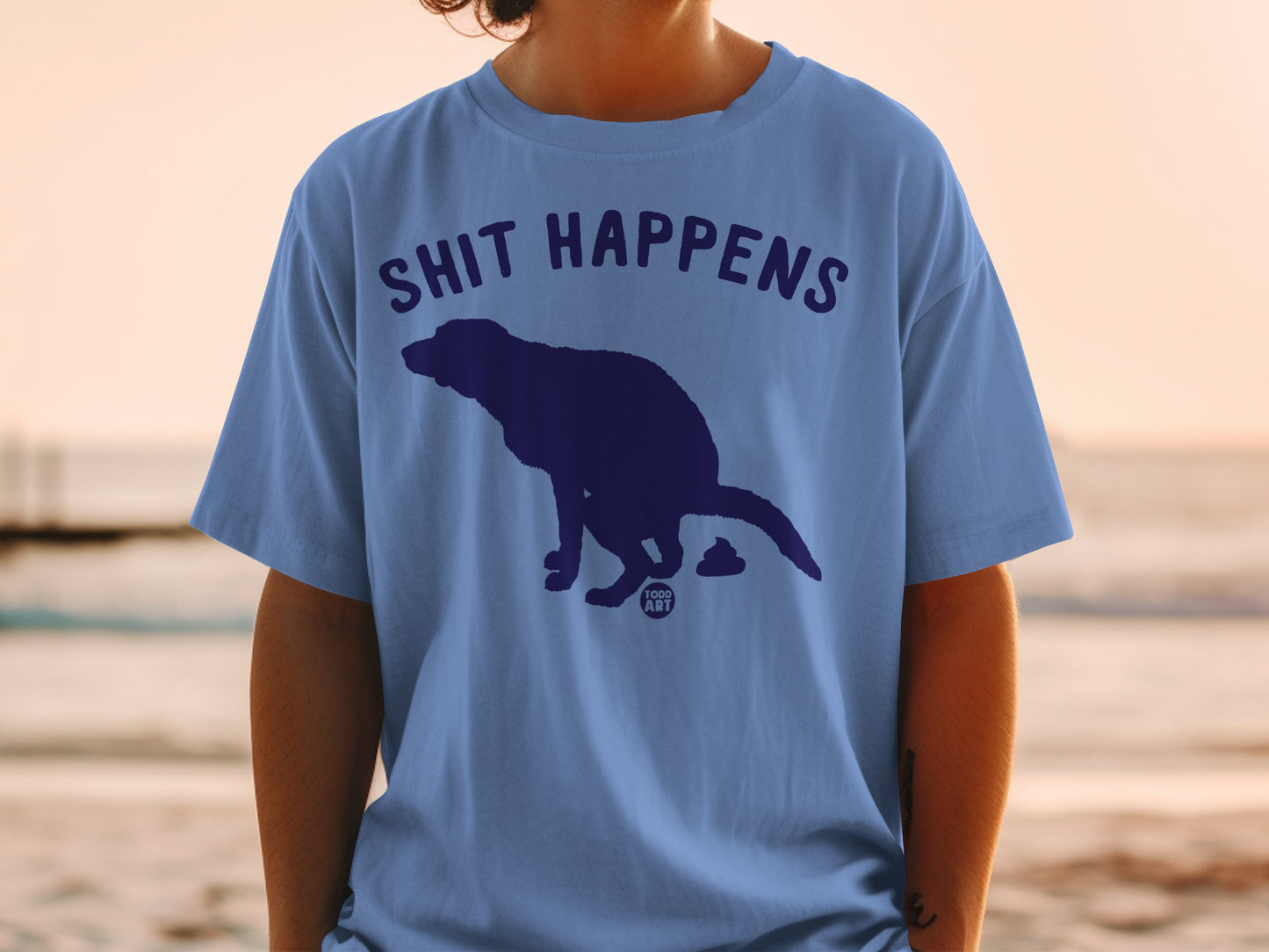 Shit Happens Funny Dog Graphic T-shirt for Casual Wear
