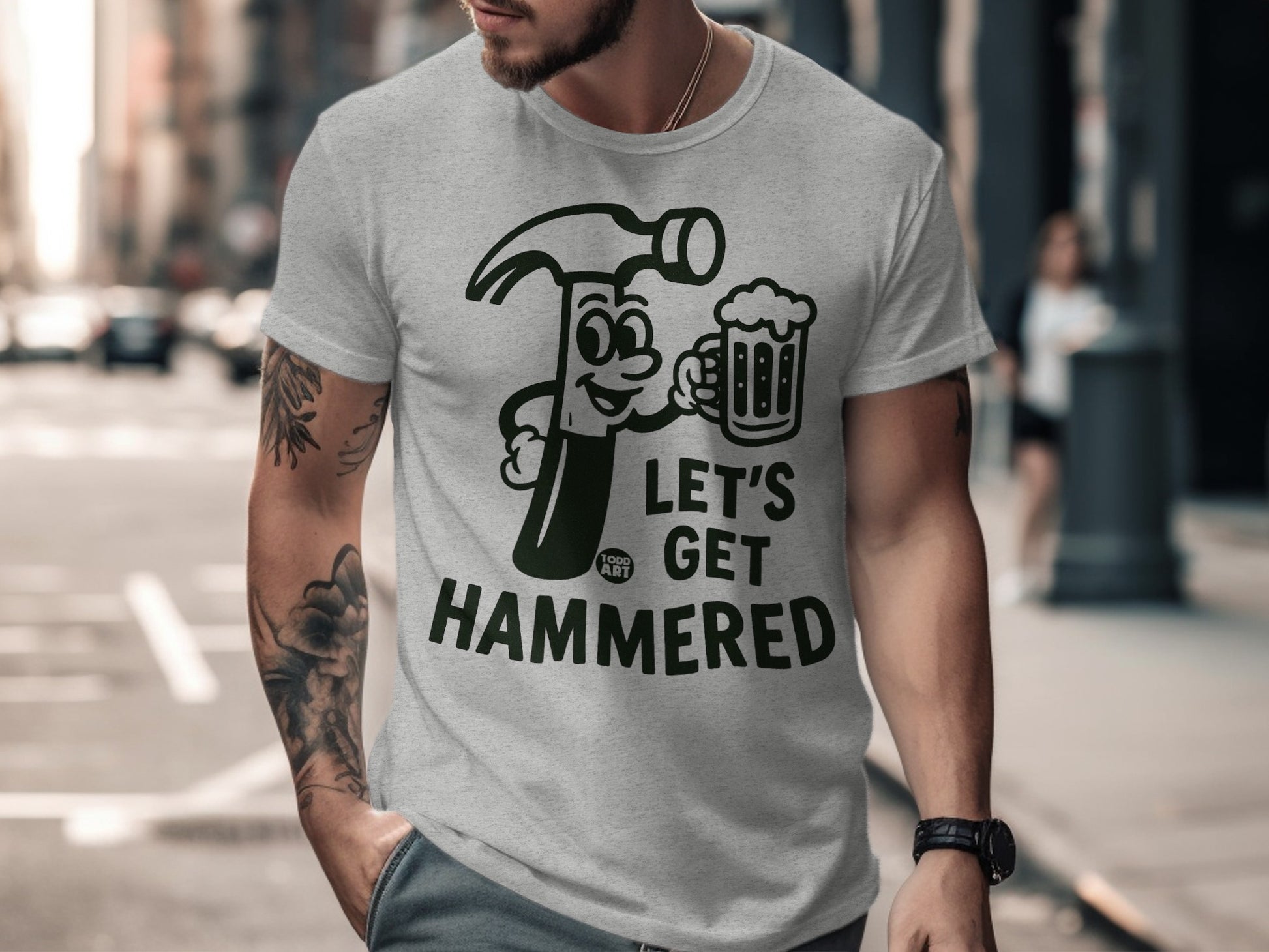 Let's Get Hammered Graphic Tee Funny Shirt