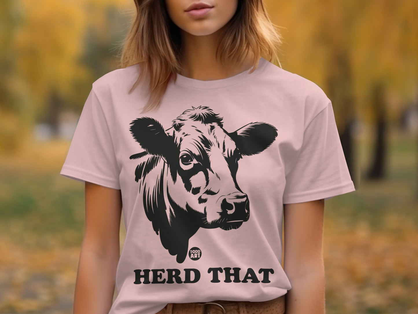 Funny Cow Graphic Print Herd That T-Shirt