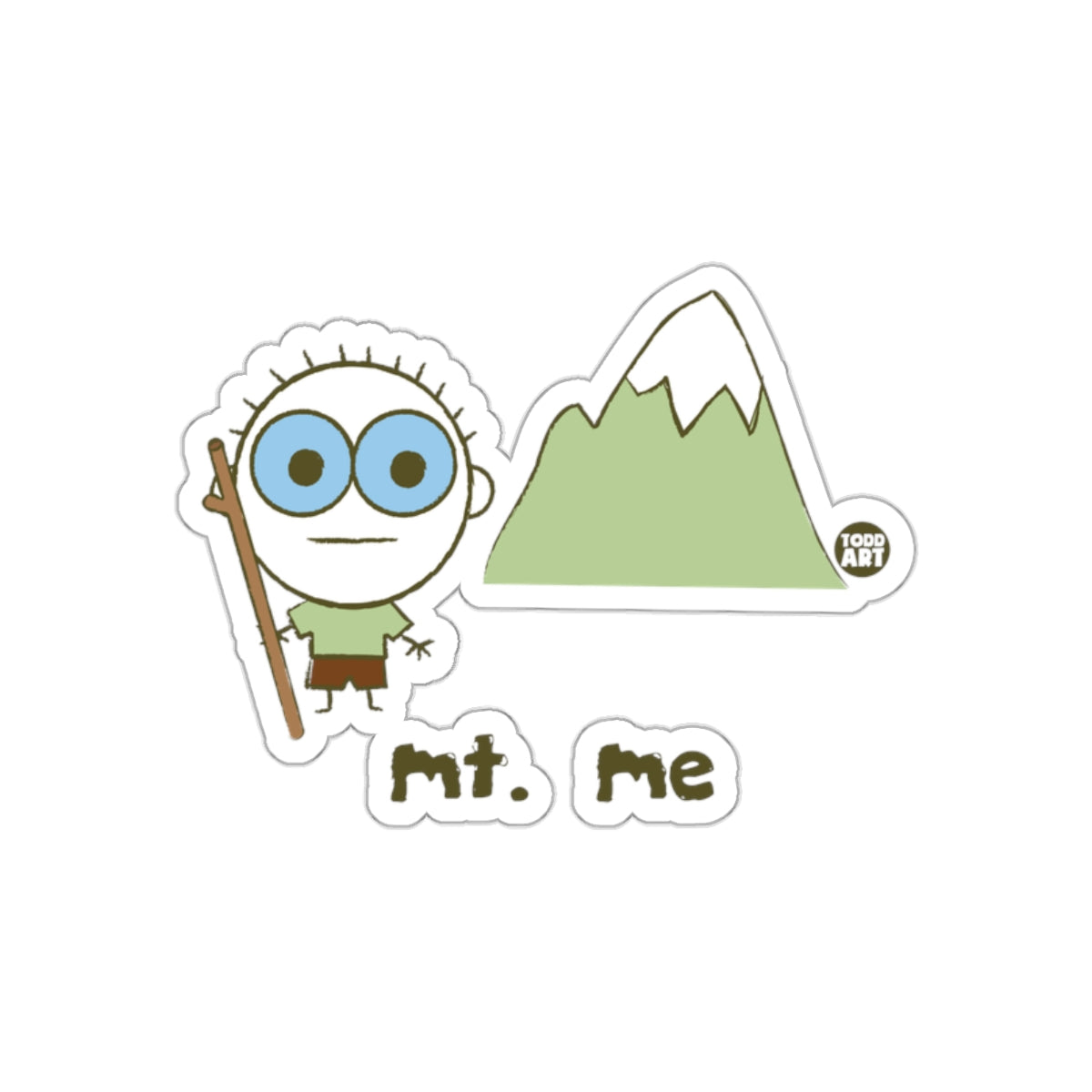 Mt. Me Cartoon Character with Mountain Sticker
