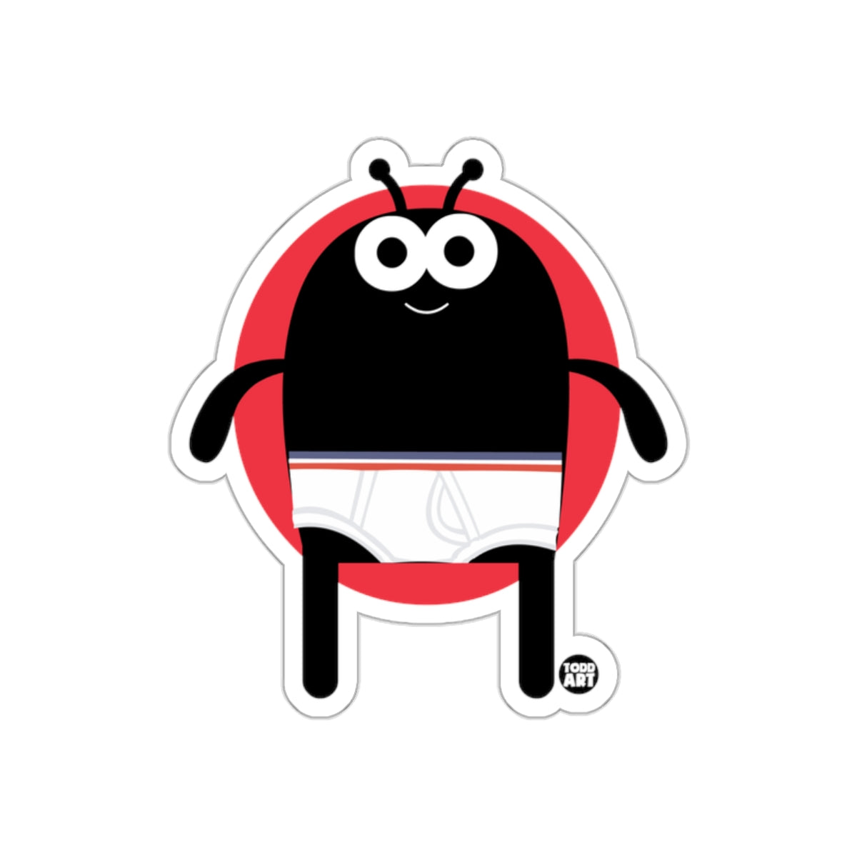 Cute Cartoon Character with Red Circle Sticker