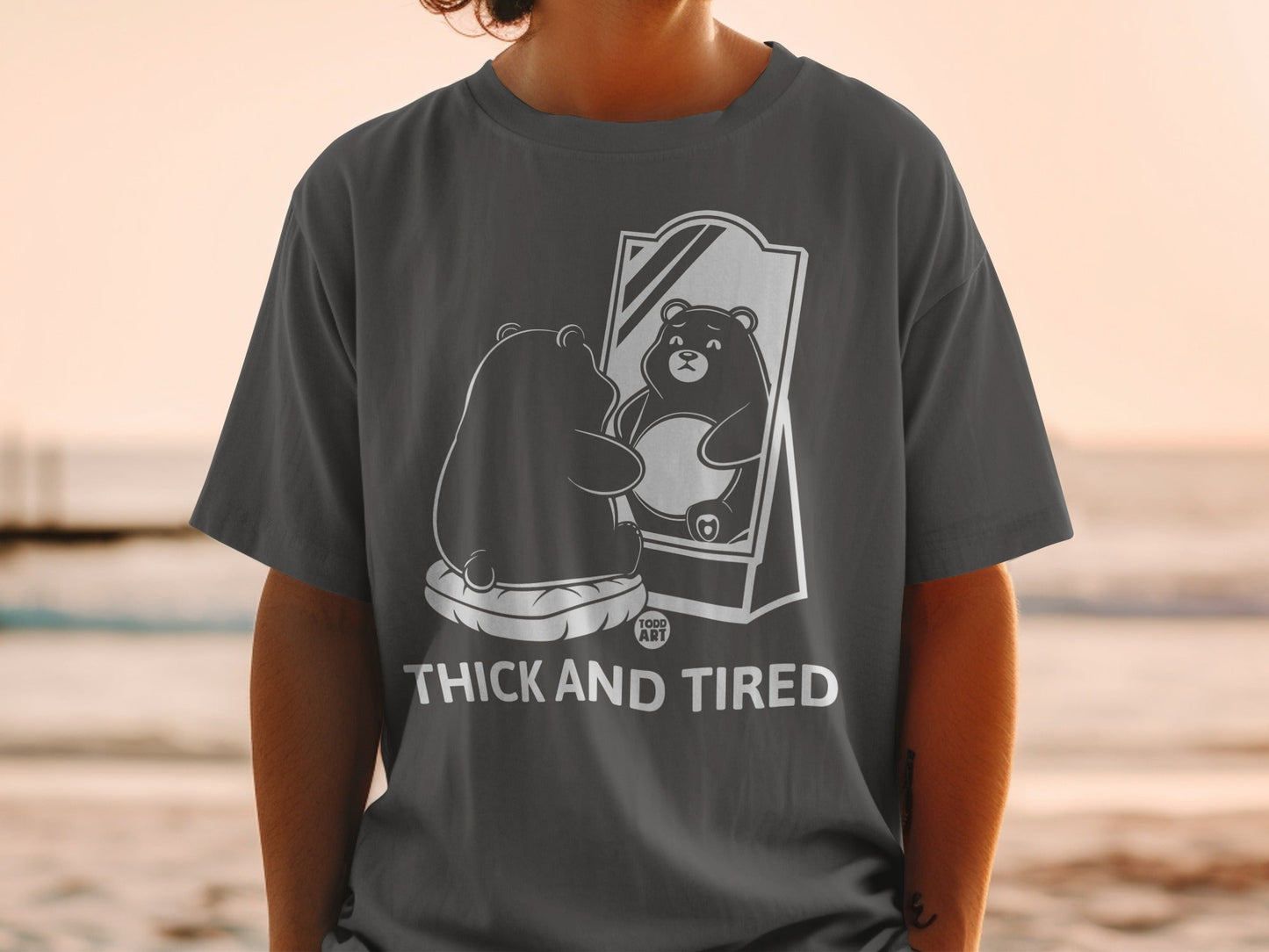 Thick and Tired Bear Graphic Tee Shirt Relaxed Fit