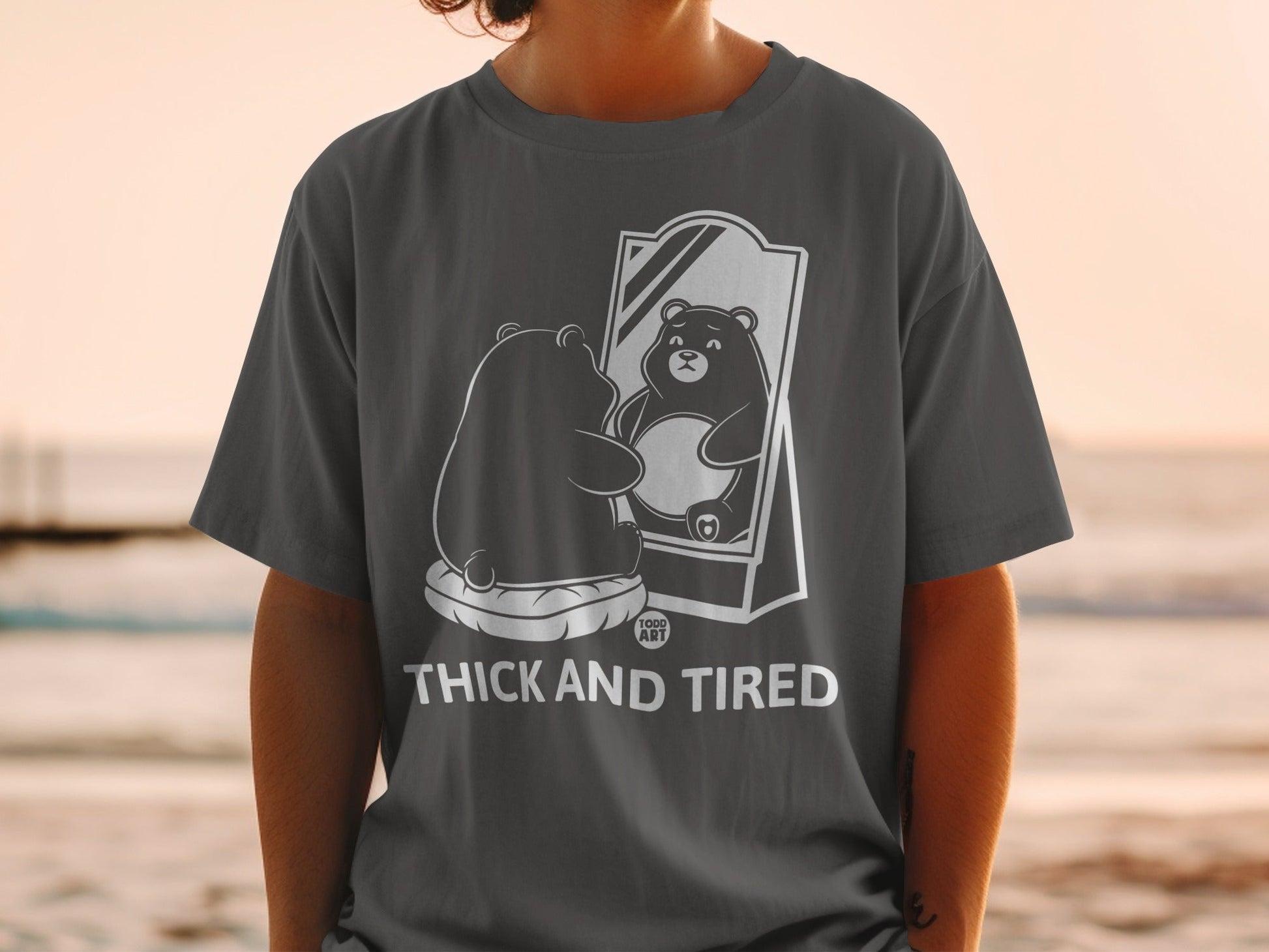 Thick and Tired Bear Graphic Tee Shirt Relaxed Fit