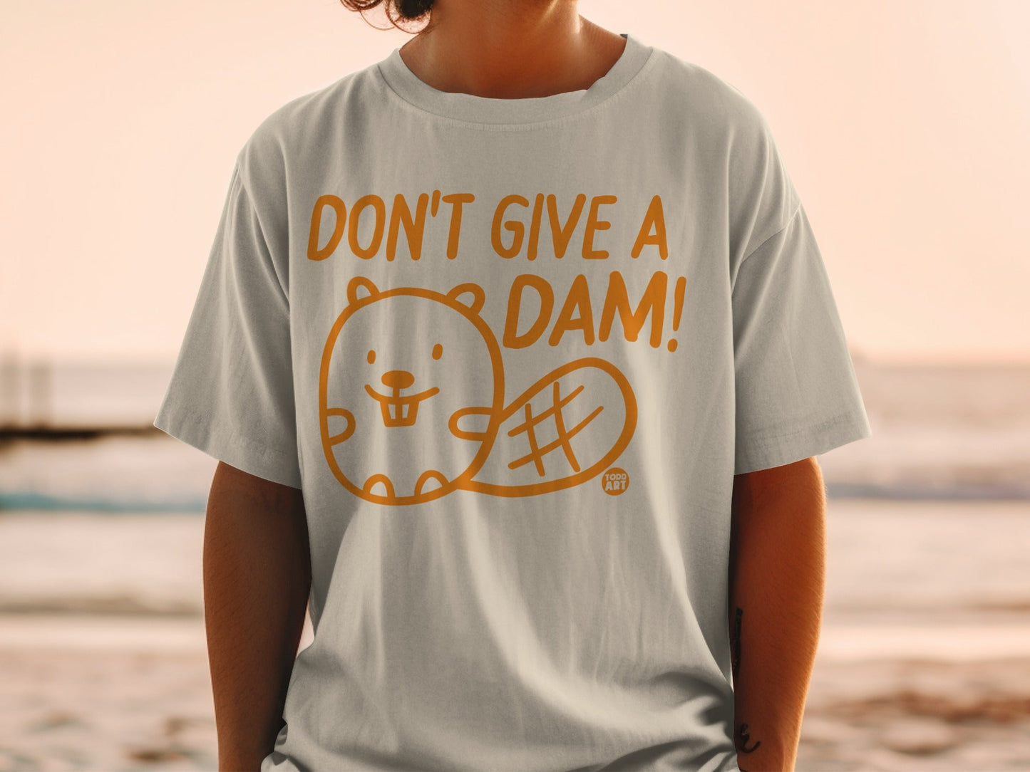 Don't Give a Dam Funny Beaver Graphic T-Shirt