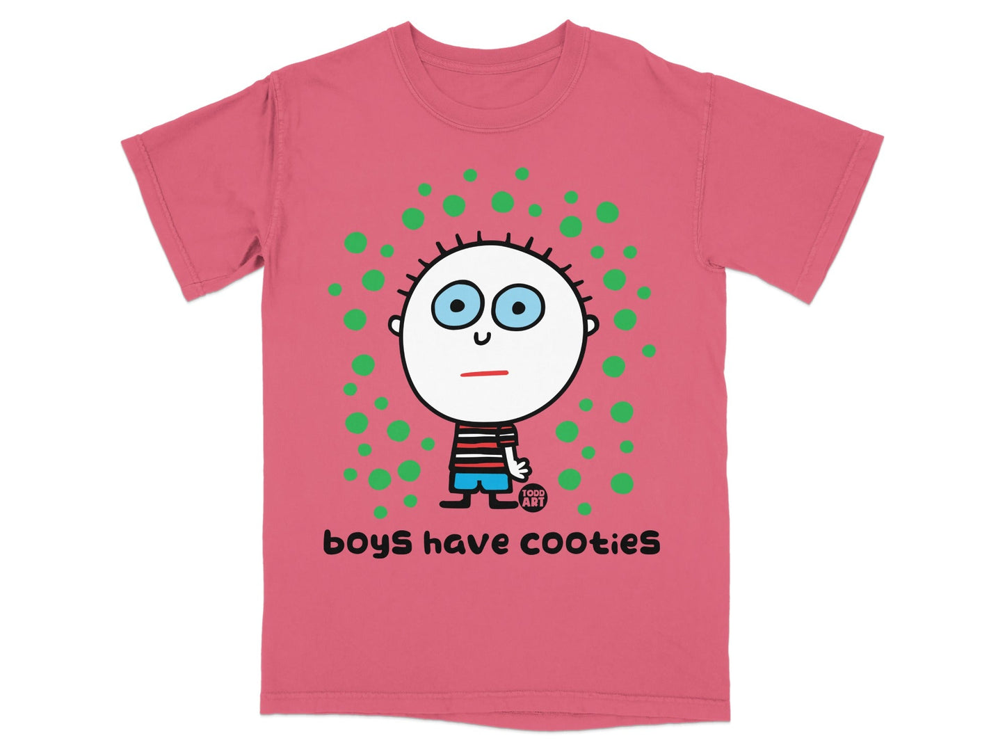 Boys Have Cooties Pink Cartoon Graphic T-Shirt