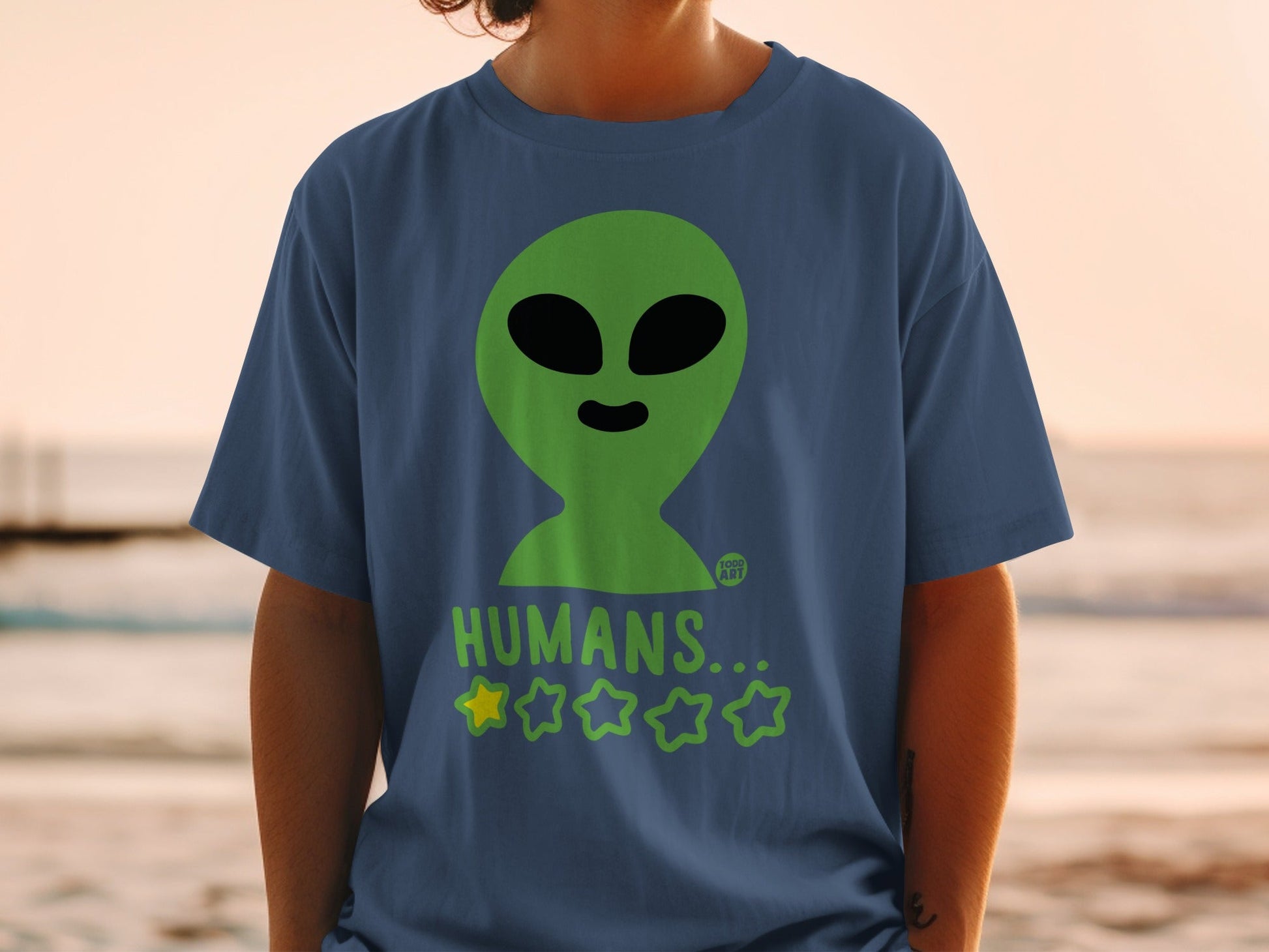 Humans Alien 5-Star Rating Graphic T-Shirt