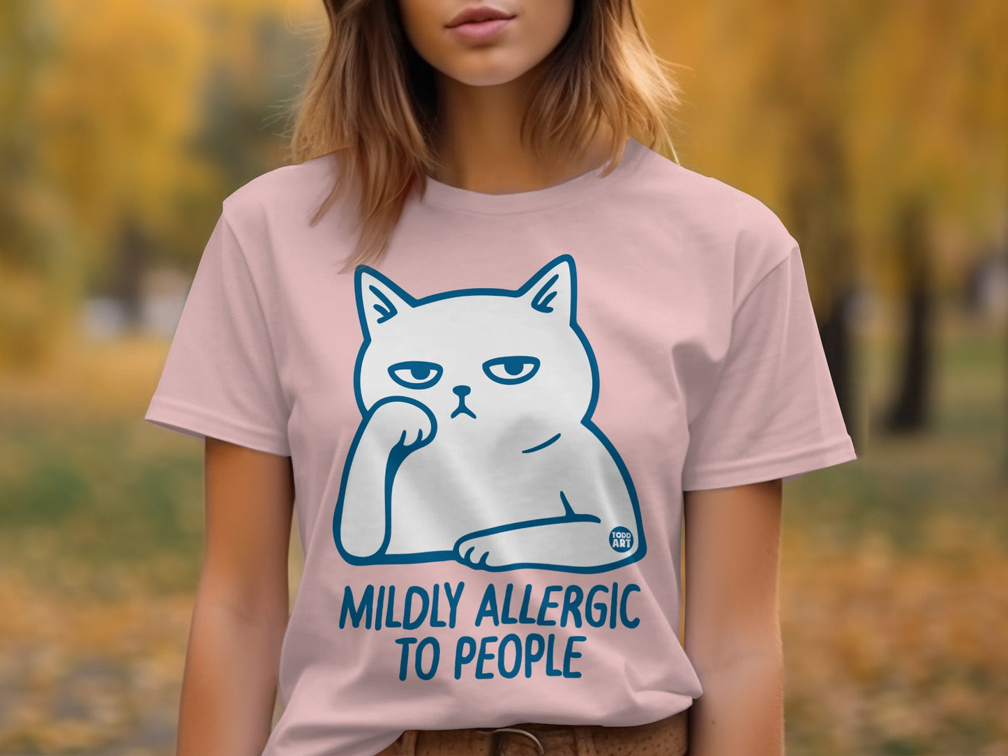 Mildly Allergic to People Cat Graphic T-shirt