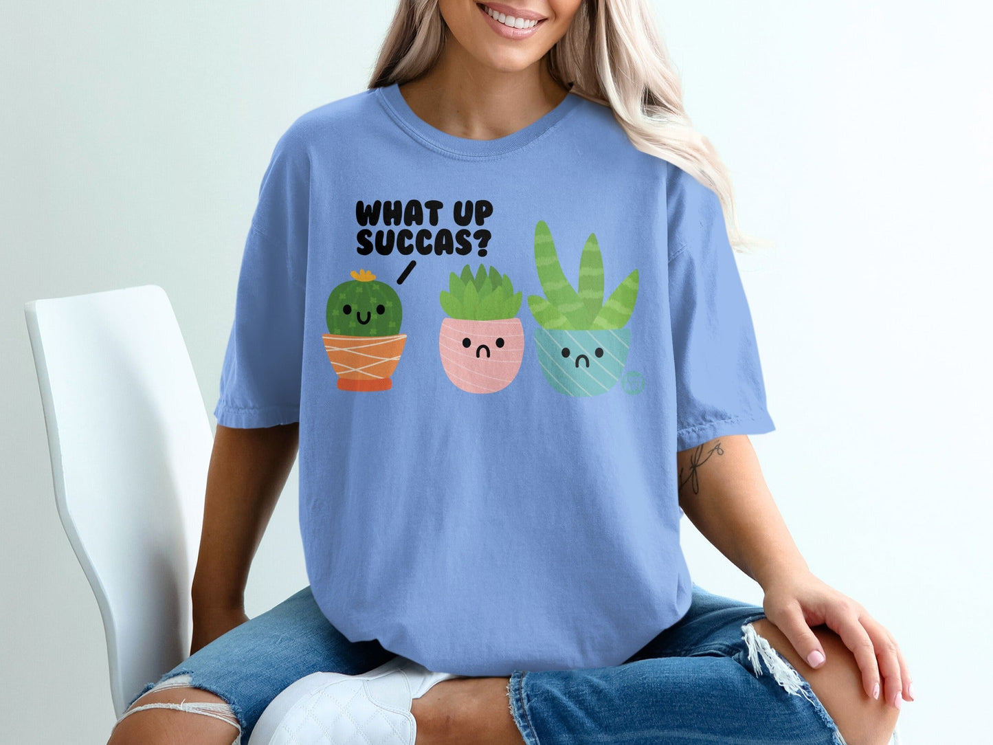 What Up Succas Funny Cactus and Succulent T-Shirt