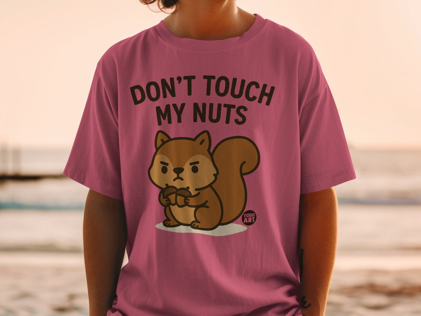 Funny Grumpy Squirrel T-Shirts, Don't Touch My Nuts Shirt, Cute Animal Pun Tee, Humorous Acorn Lover Gift T-Shirts, Sarcastic Forest