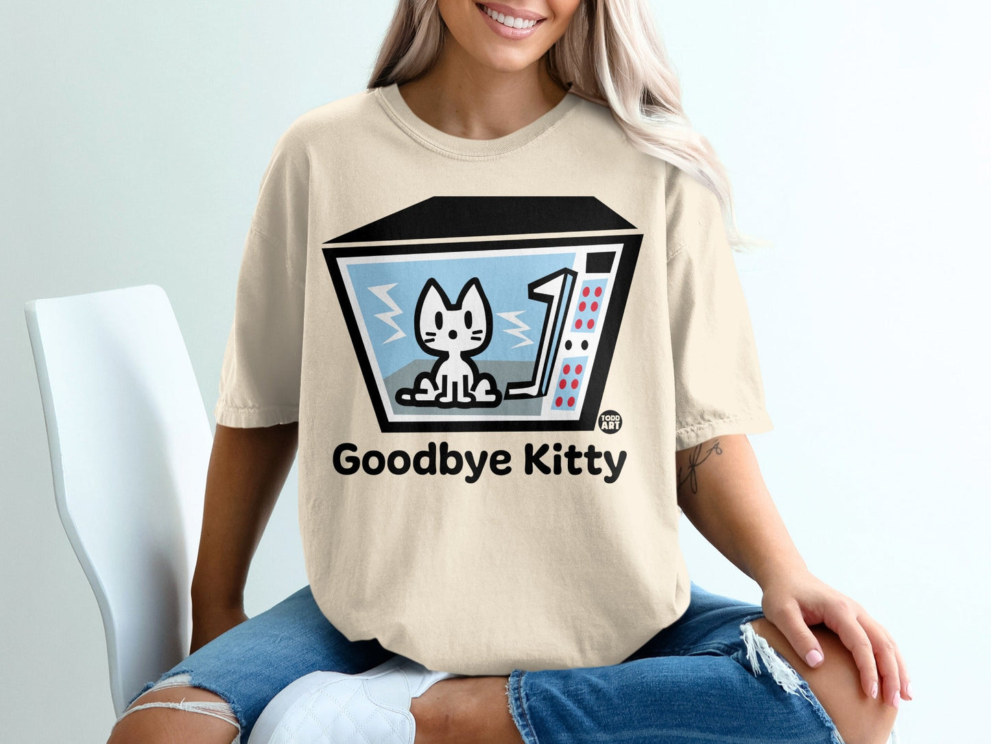 Retro Goodbye Kitty Graphic Tee-Shirt for Anyone