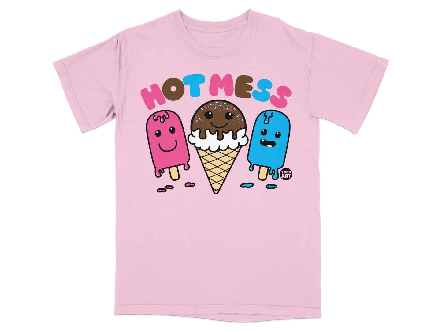 Hot Mess Fun Ice Cream Graphic Pink T-shirt