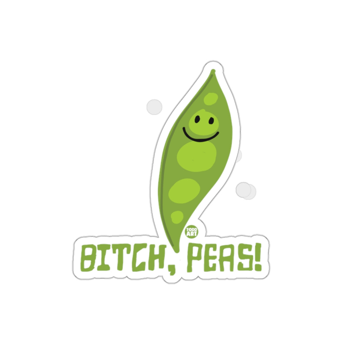 Bitch Pers Smiling Green Pea Character Sticker