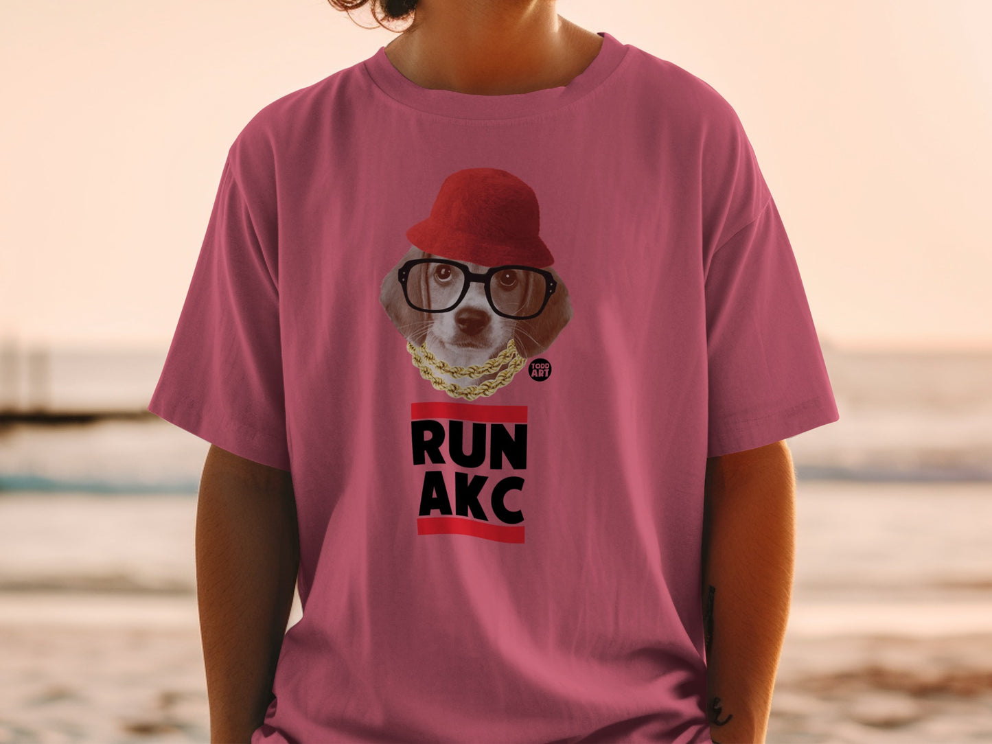 Run AKC Hipster Dog Design T-Shirt for casual wear
