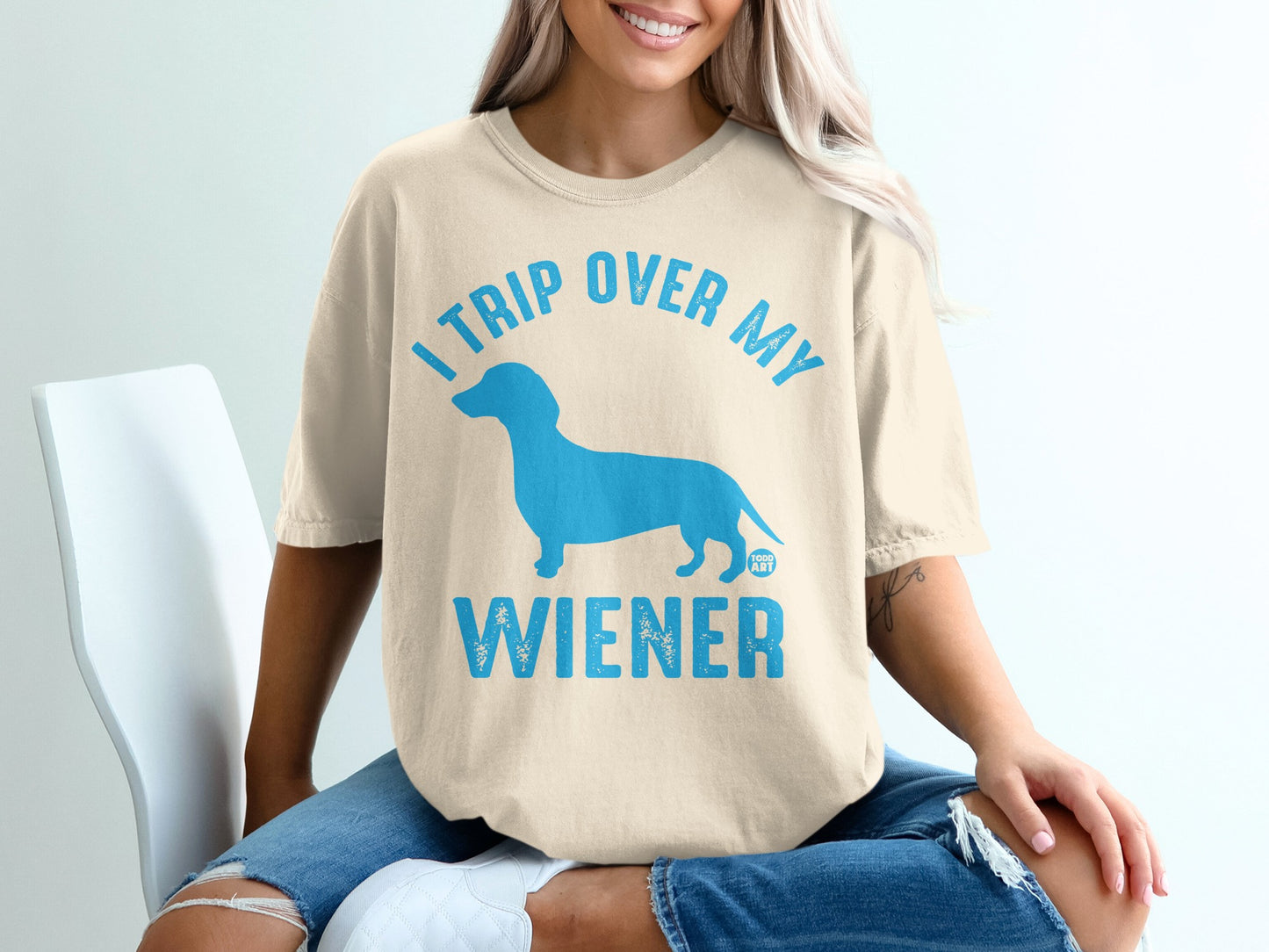 I Trip Over My Wiener Graphic T-shirt for Dog Lovers