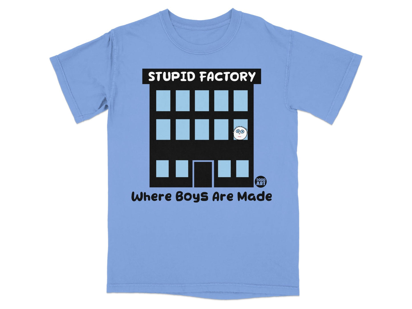 Stupid Factory Where Boys Are Made funny graphic t-shirt