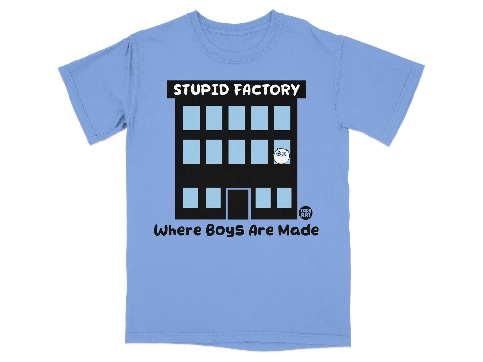 Stupid Factory Where Boys Are Made funny graphic t-shirt