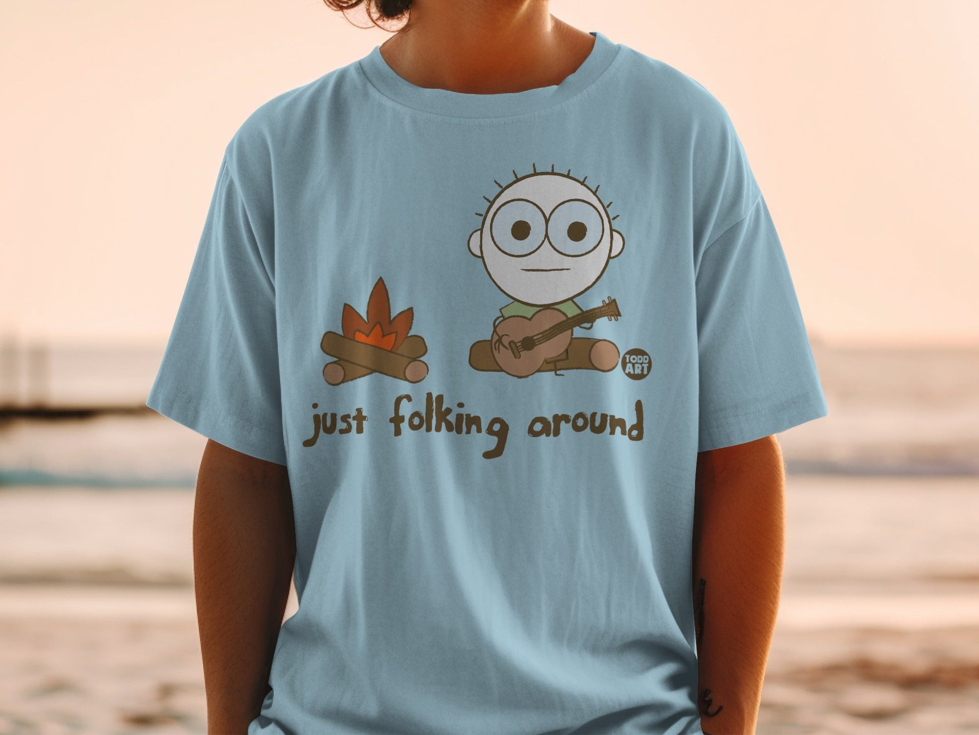Just Folking Around Cartoon Graphic T-Shirt