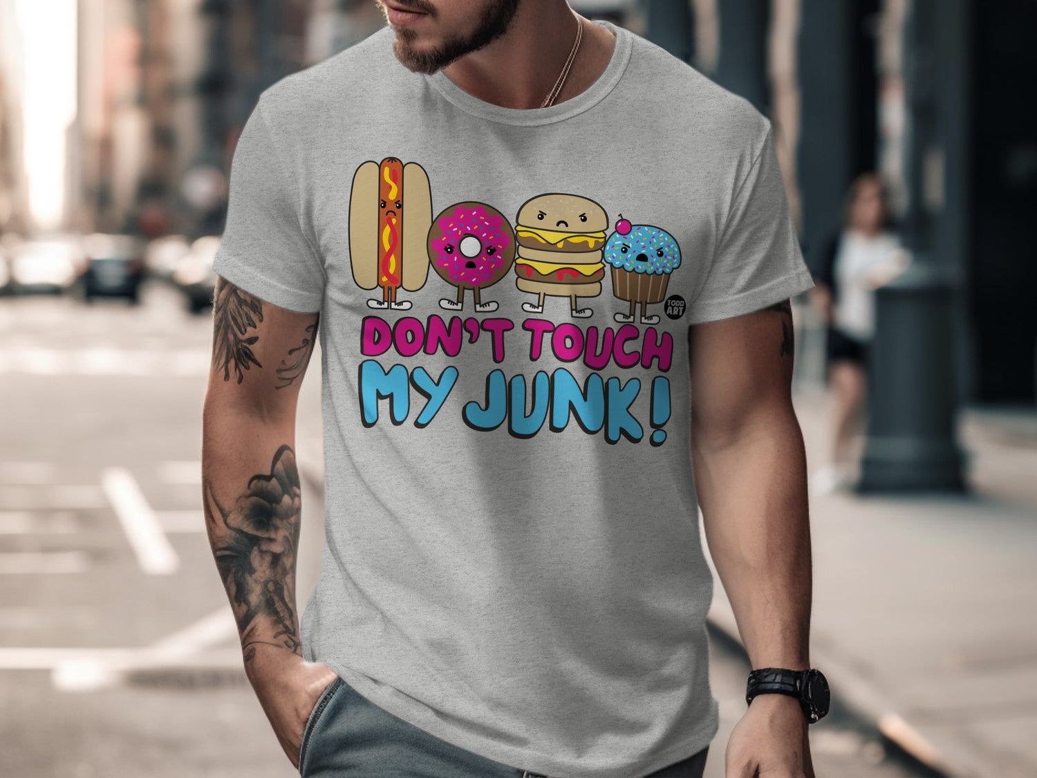 Funny Don't Touch My Junk Food Graphic Tee