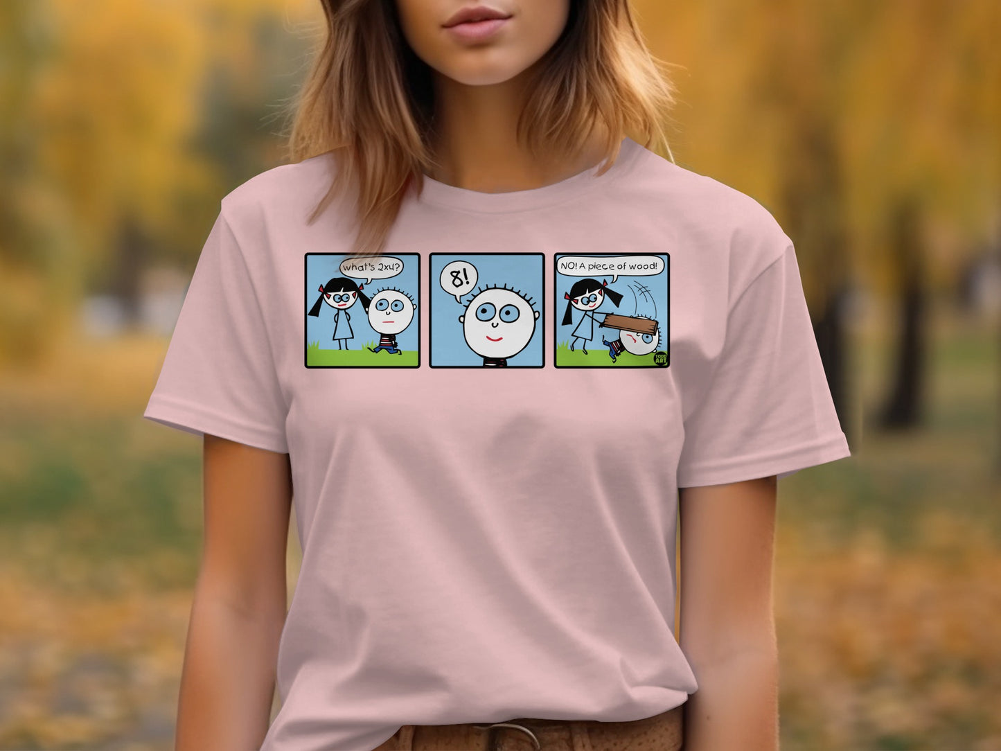 Funny Comic Strip Character Pink T-shirt