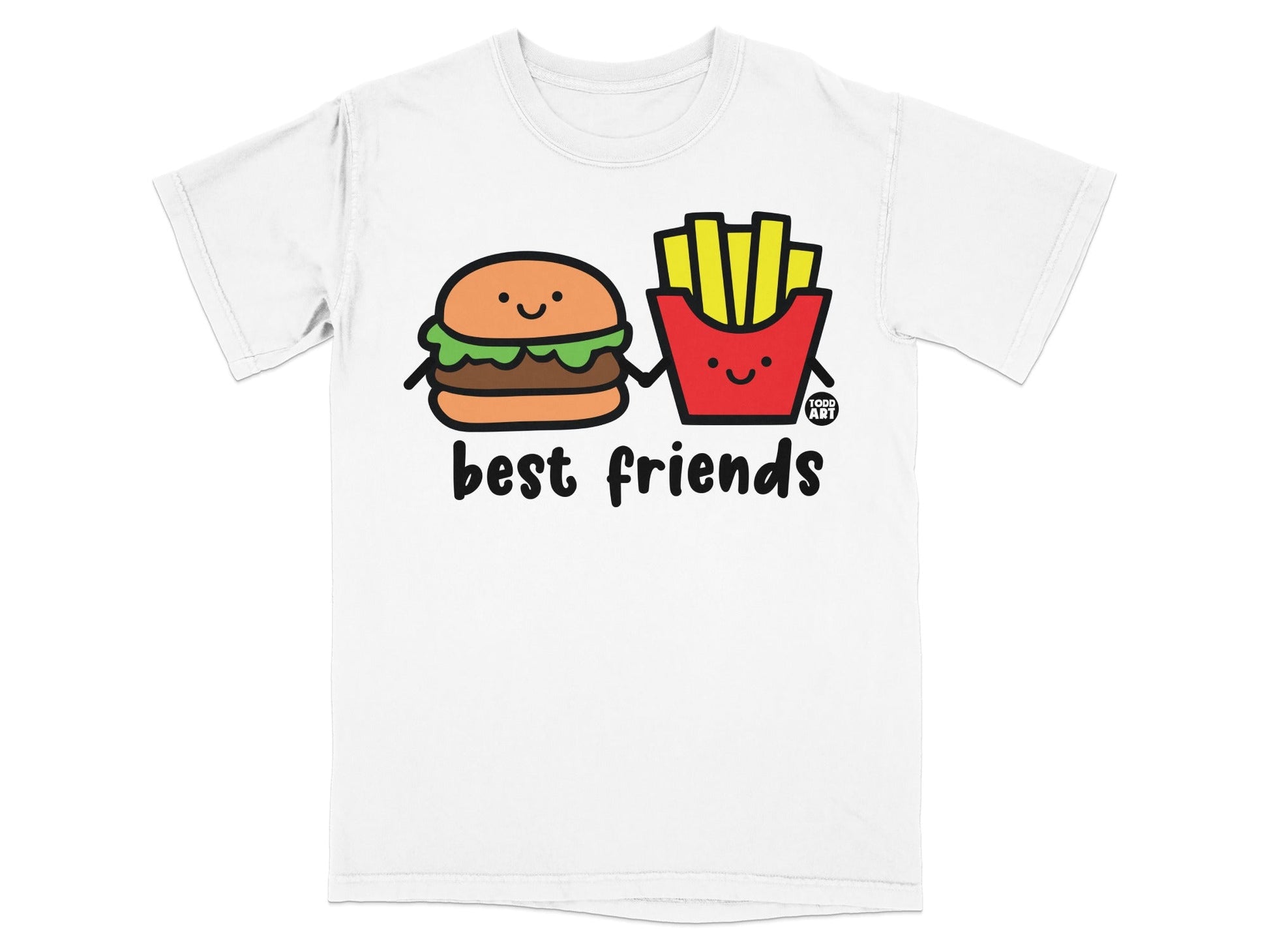 Best Friends Hamburger French Fries Cartoon T-Shirt