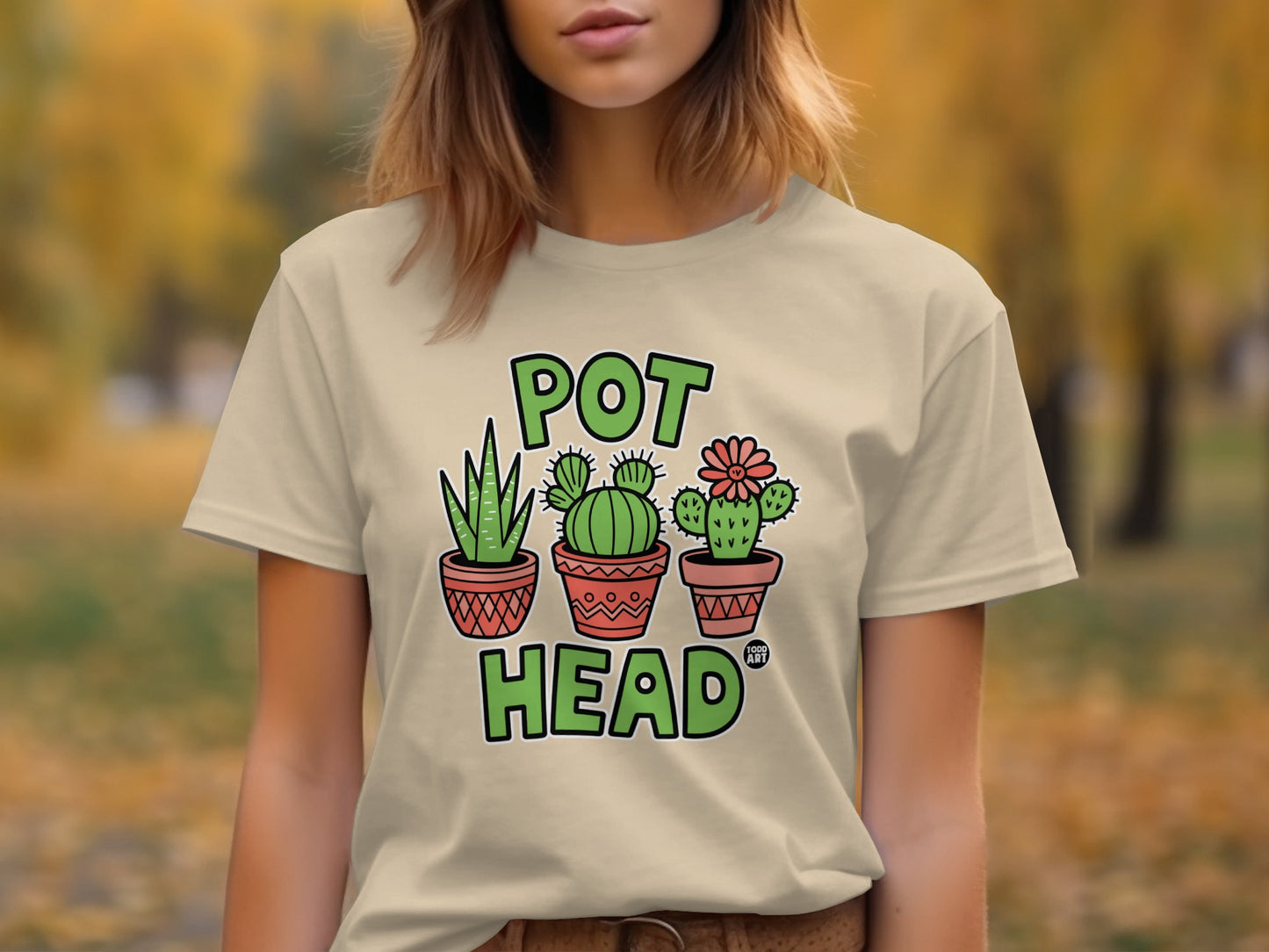 Funny Pot Head Cactus Graphic T-Shirt